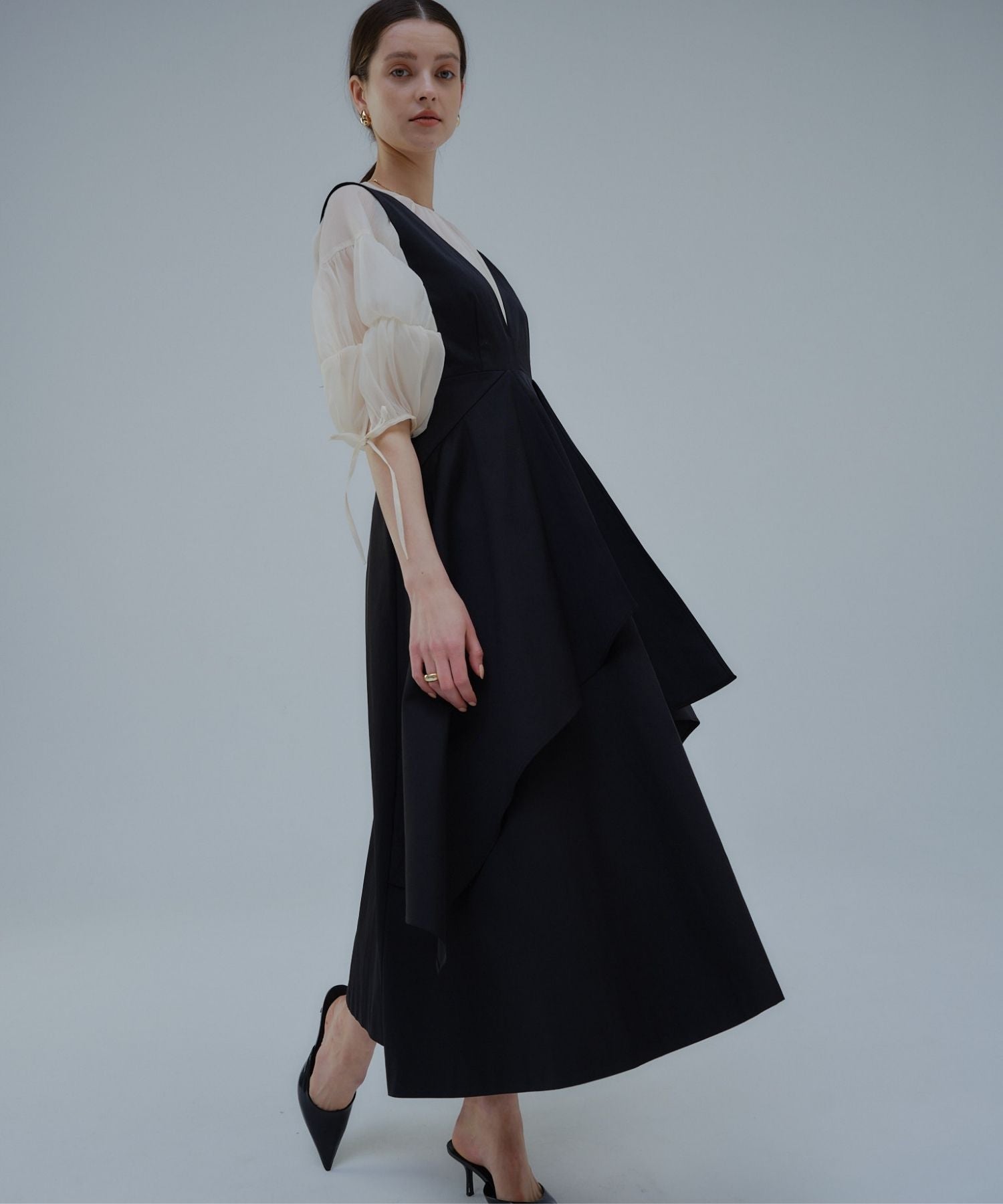 Tiered flare jumper skirt