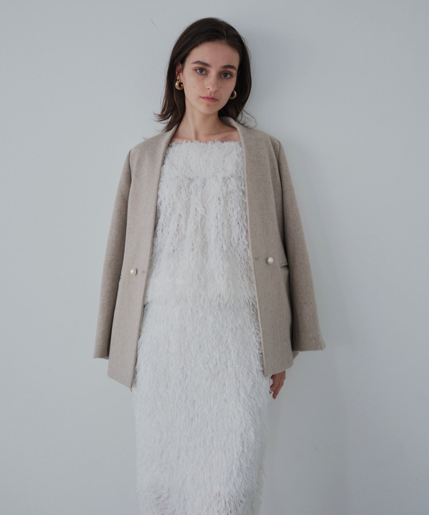 Feather fringe cami【Ivory】