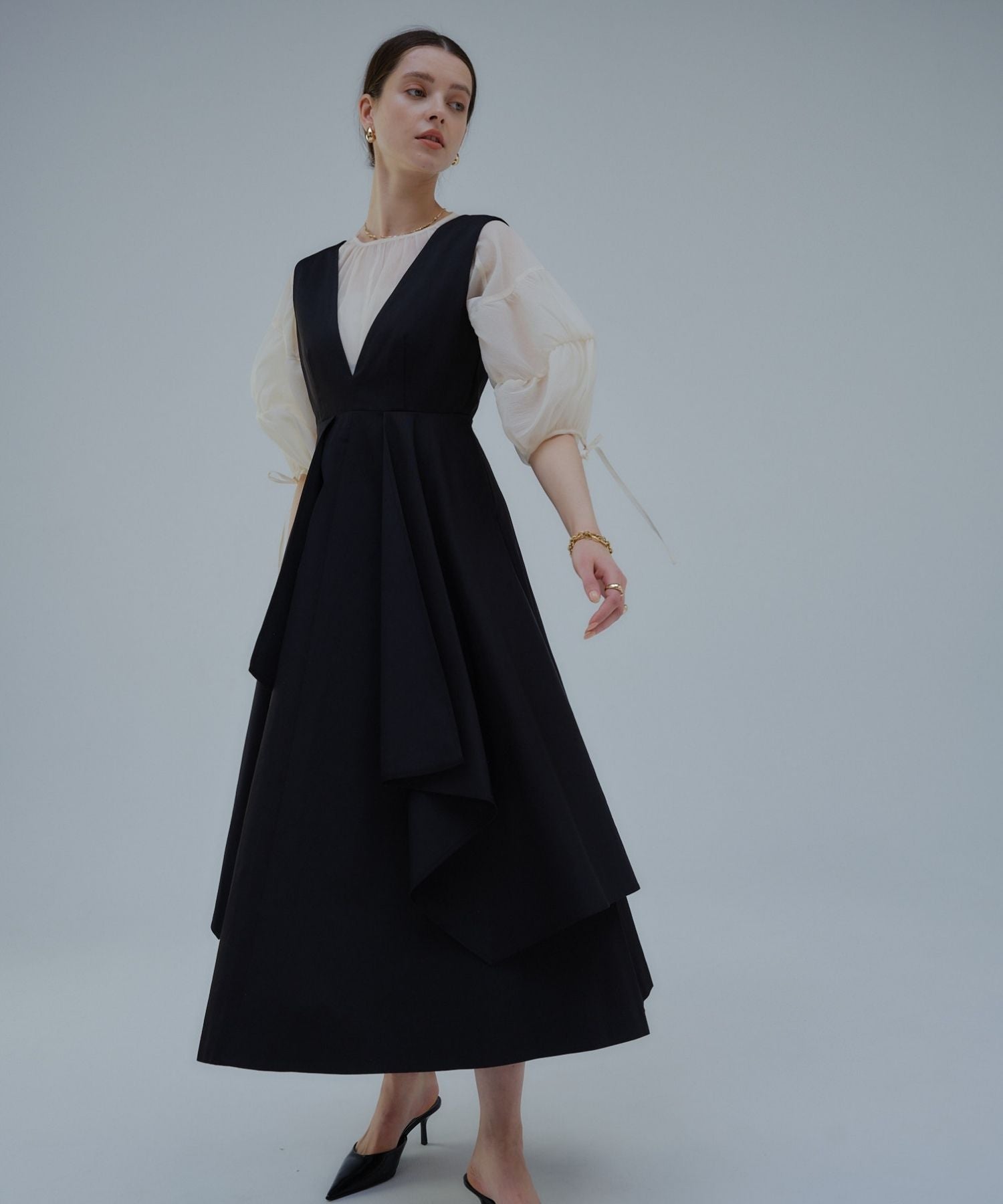 Tiered flare jumper skirt