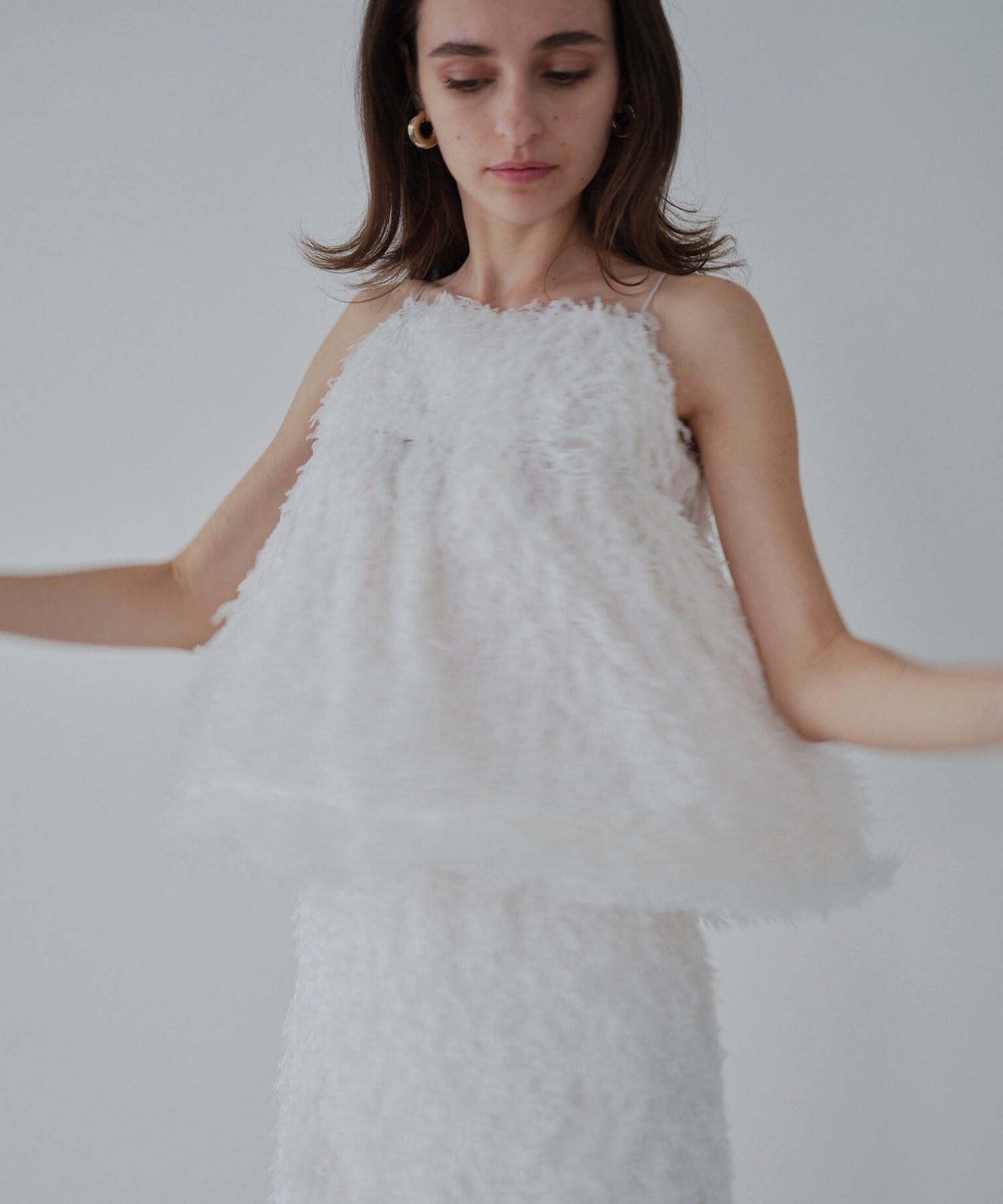 Feather fringe cami【Ivory】