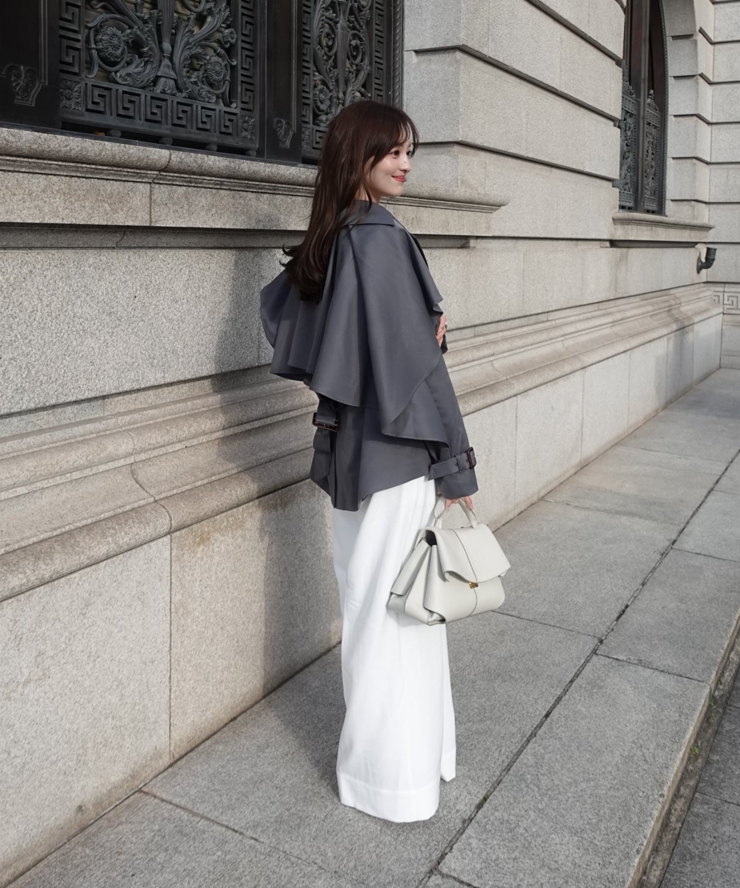 Cape trench coat【Gray】