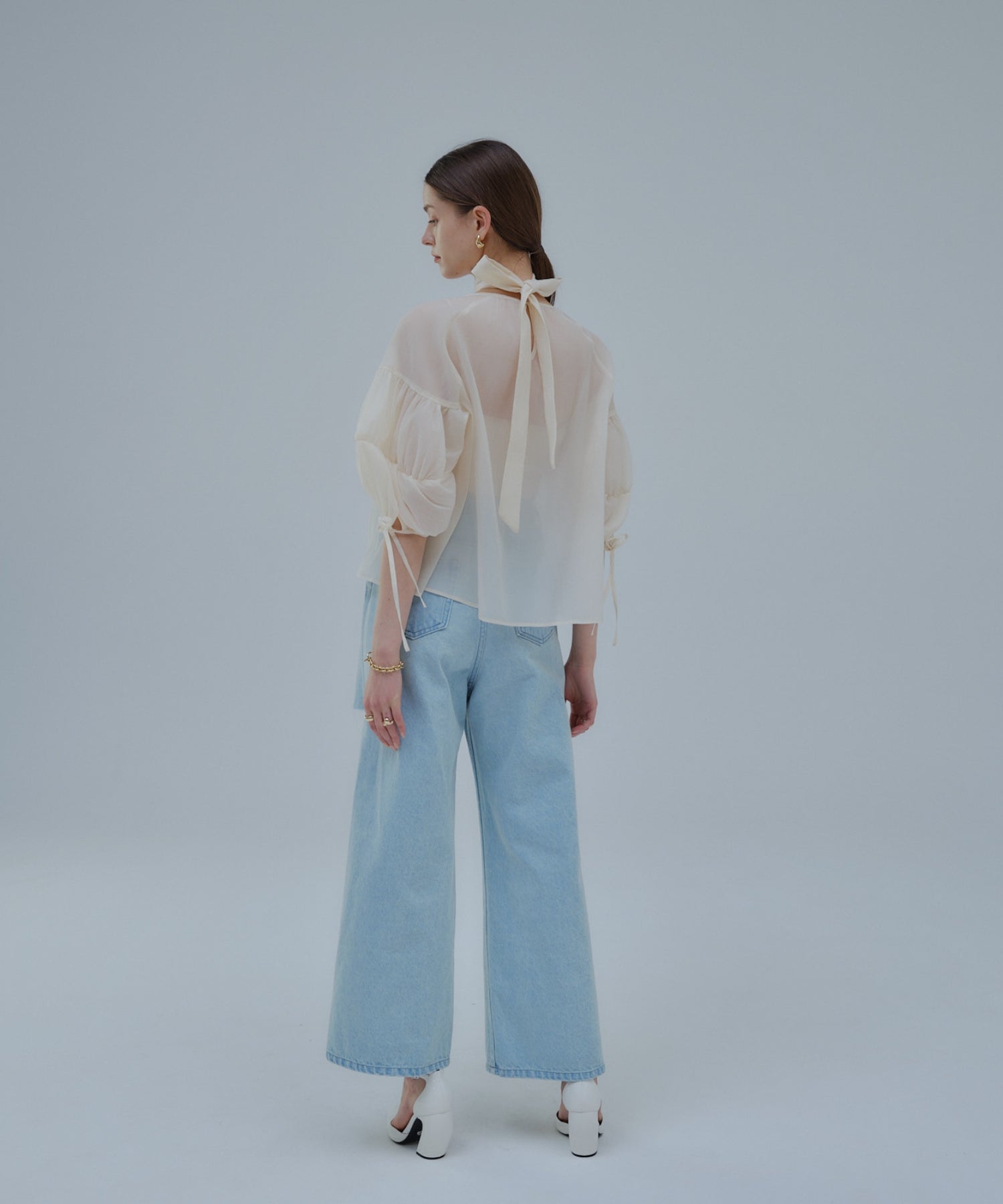 Sheer puff blouse