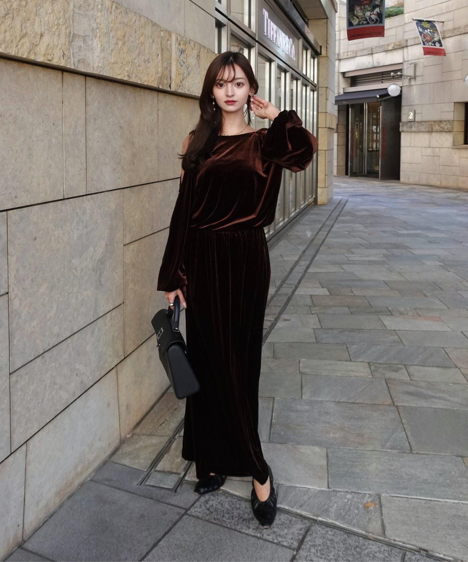 Drape velours one-piece