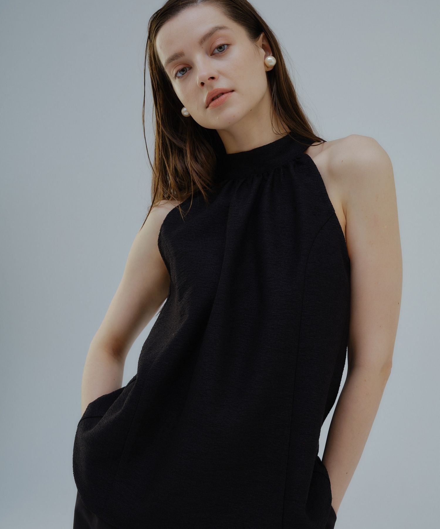 Halter neck tweed tops