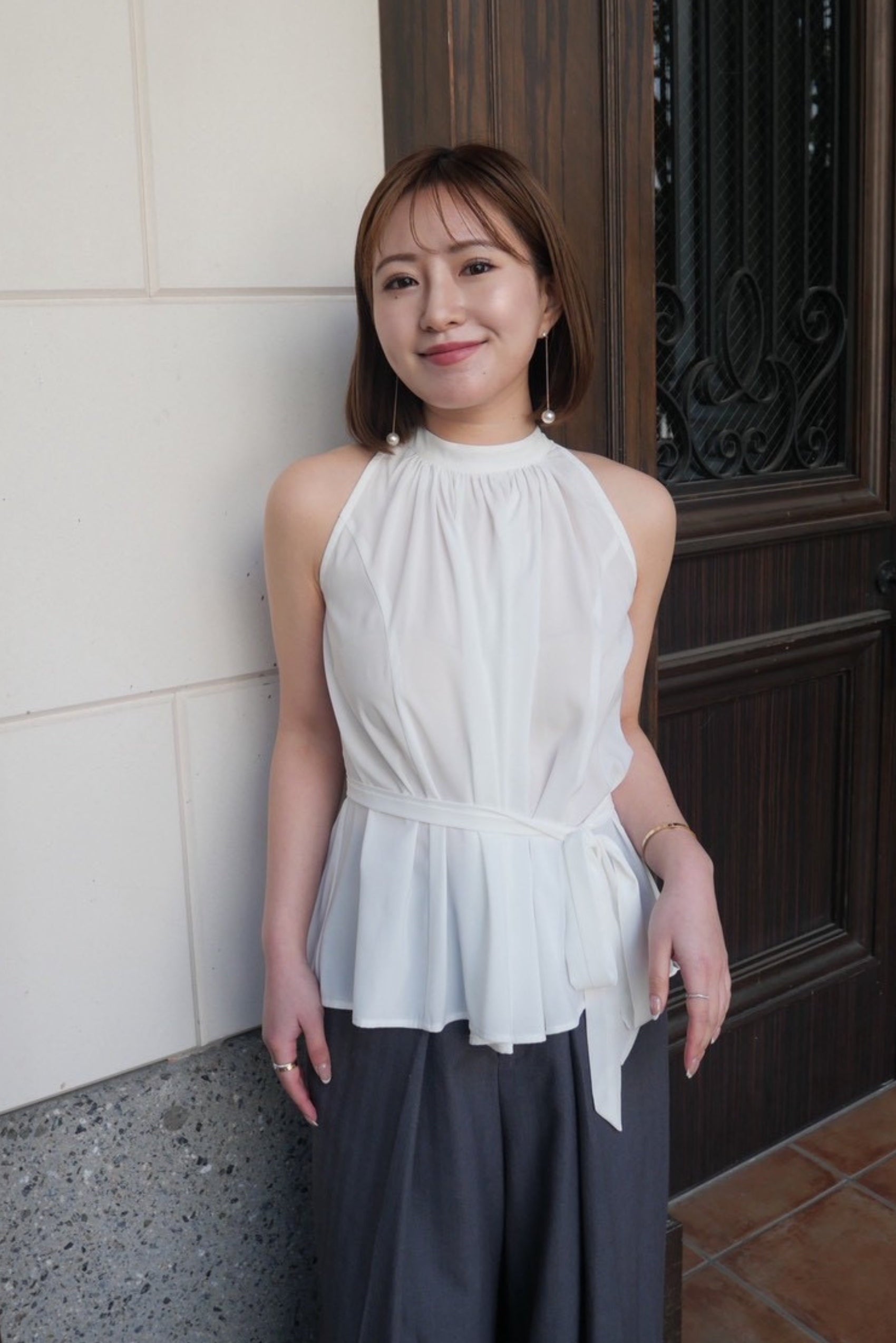 シフォンフレアブラウス