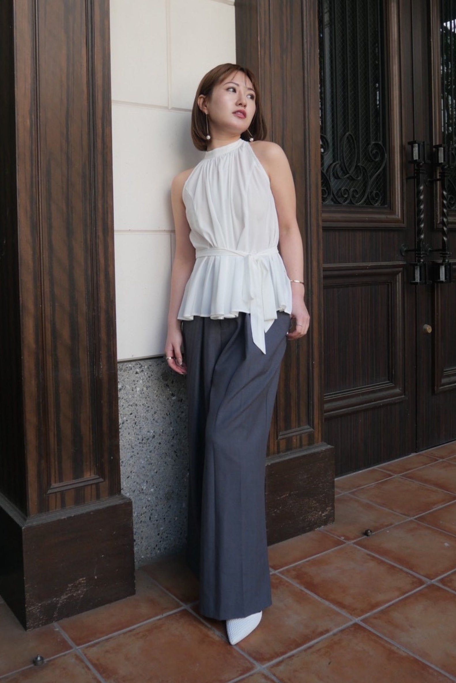 シフォンフレアブラウス