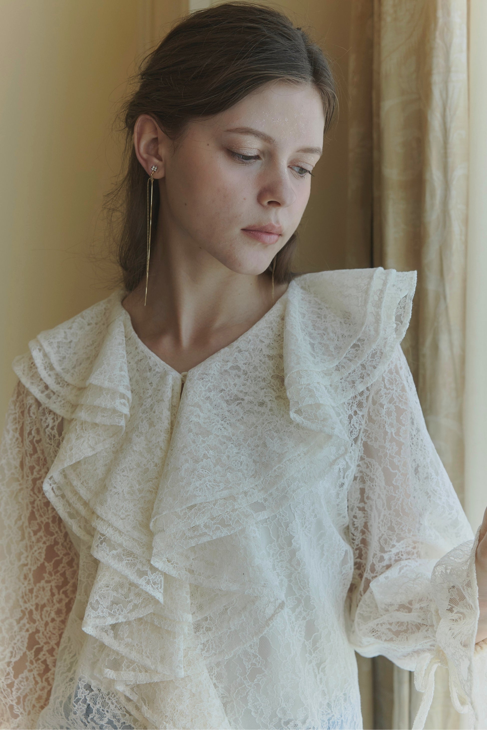 Scalloped lace blouse