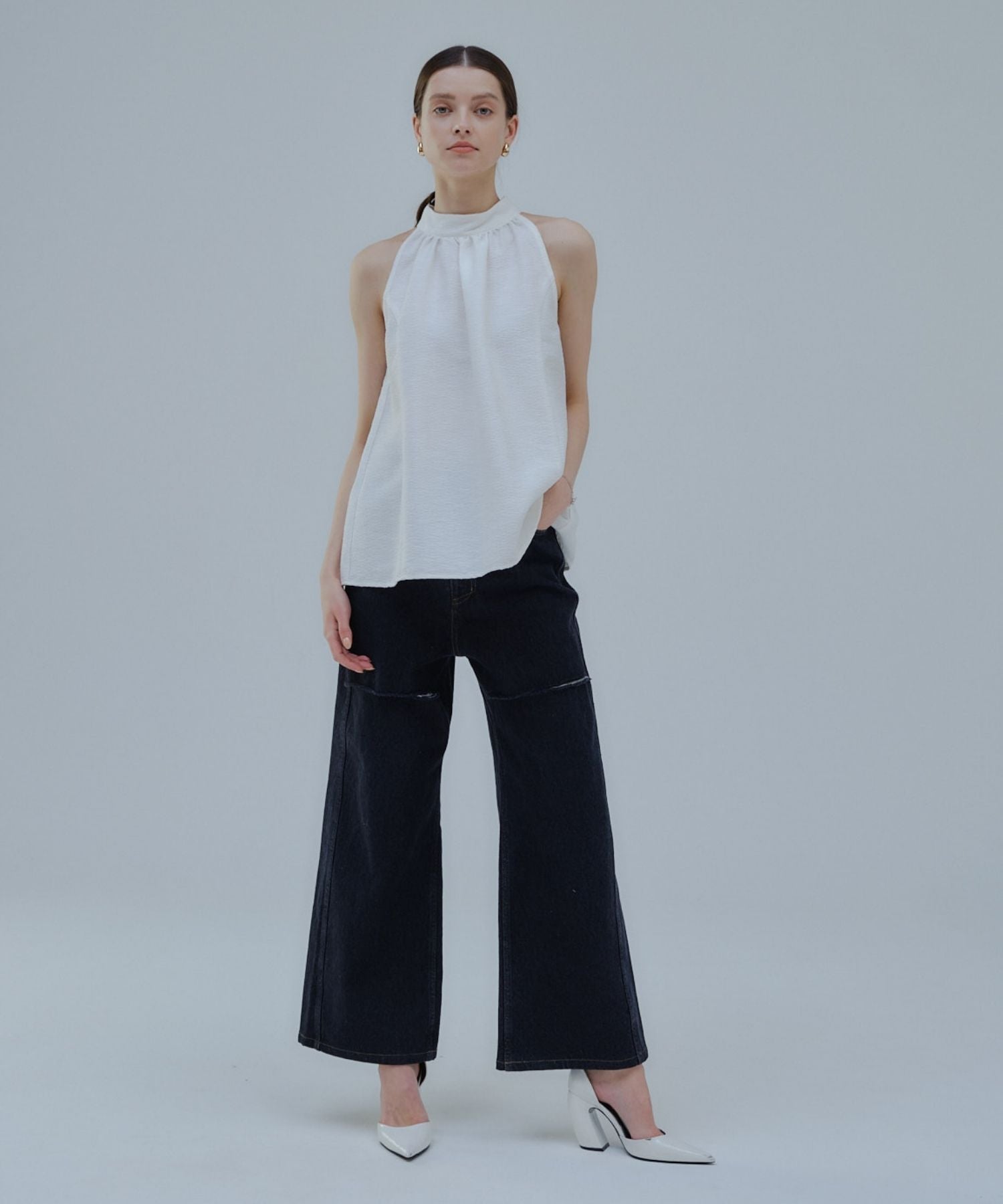 Halter neck tweed tops
