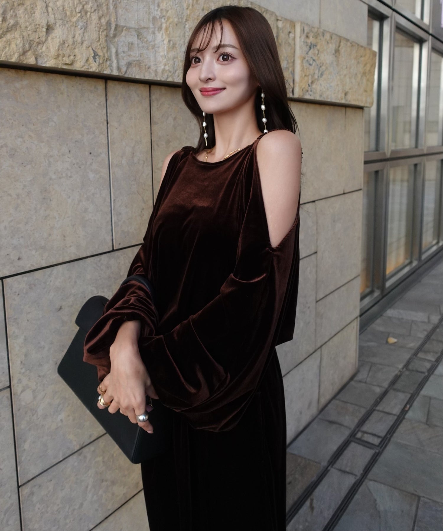 Drape velours one-piece