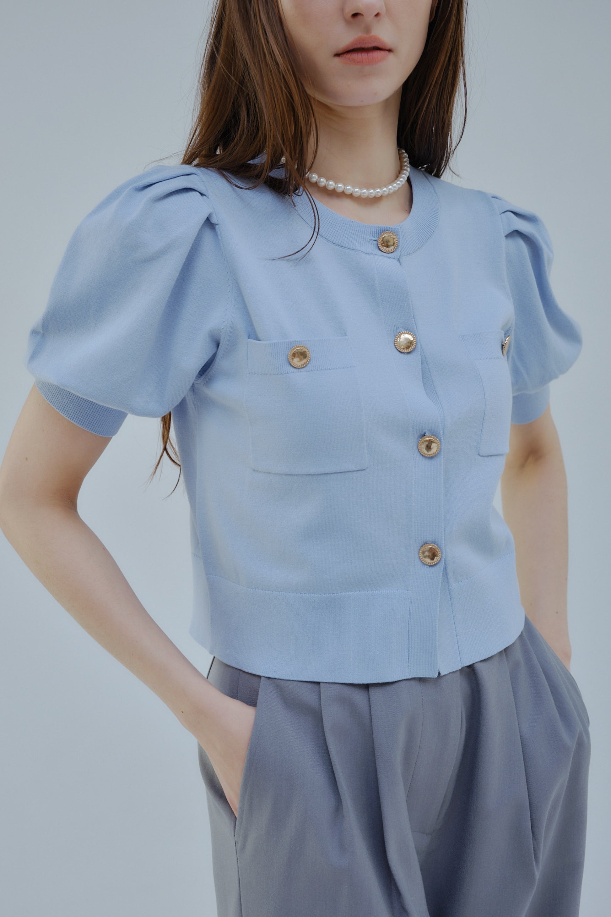 gold button knit