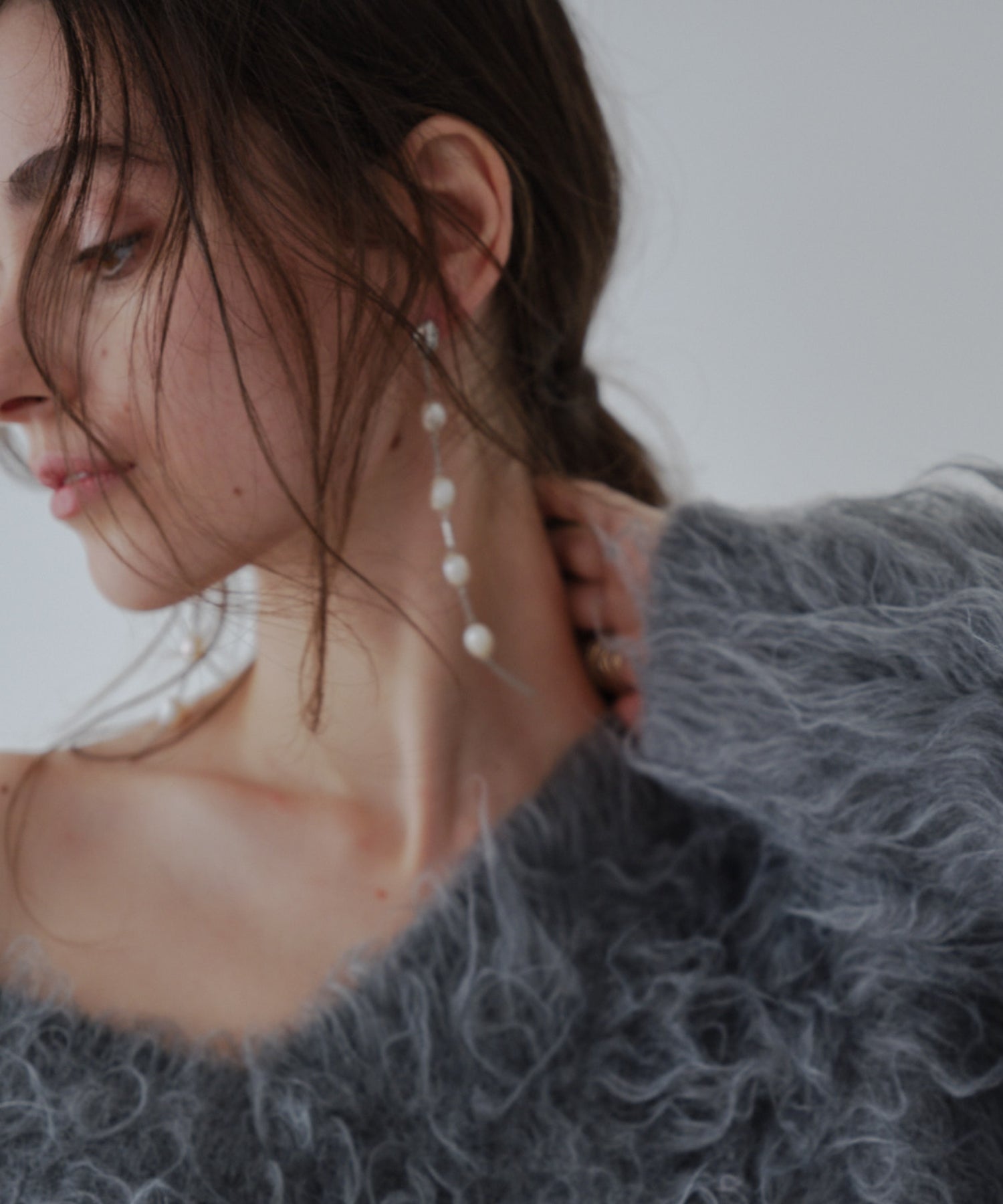 Pearl long chain earring【Gold/Silver】