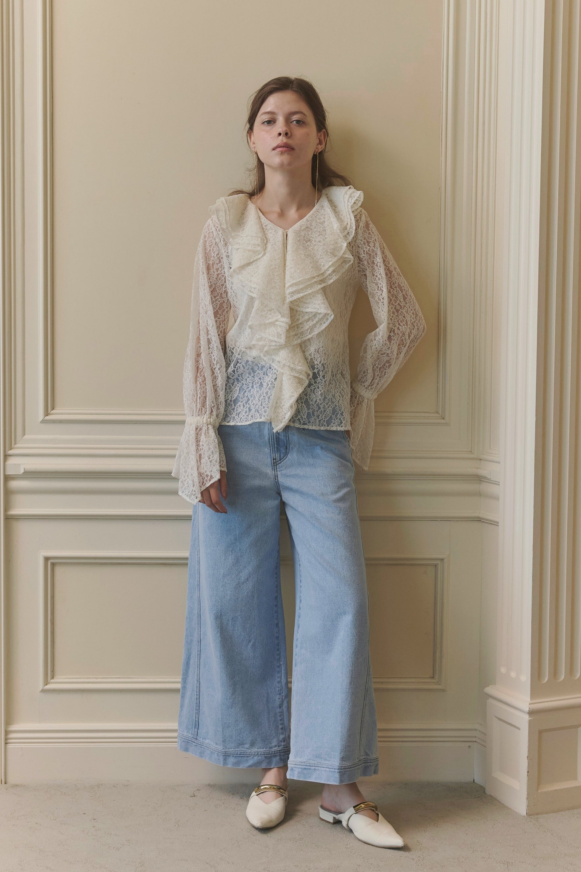 Scalloped lace blouse