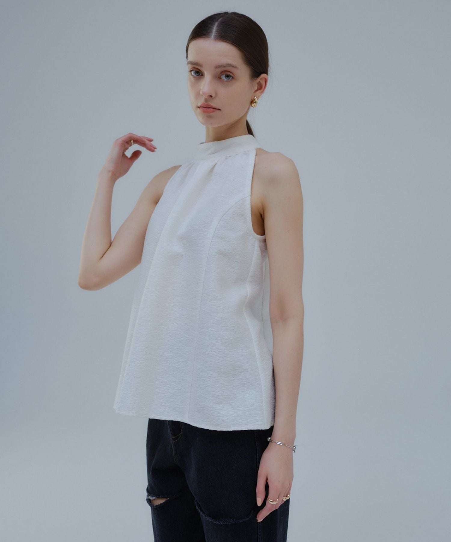 Halter neck tweed tops