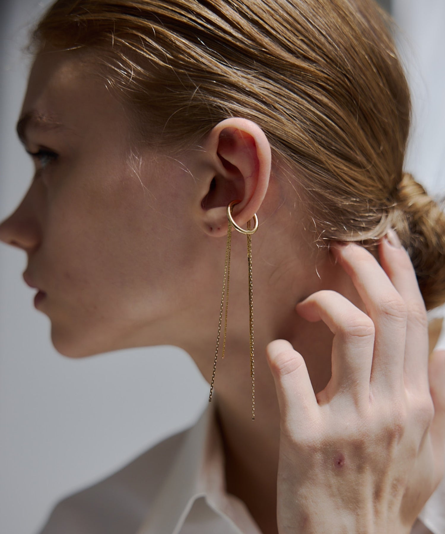 Long lame chain earcuff【Silver/Gold】