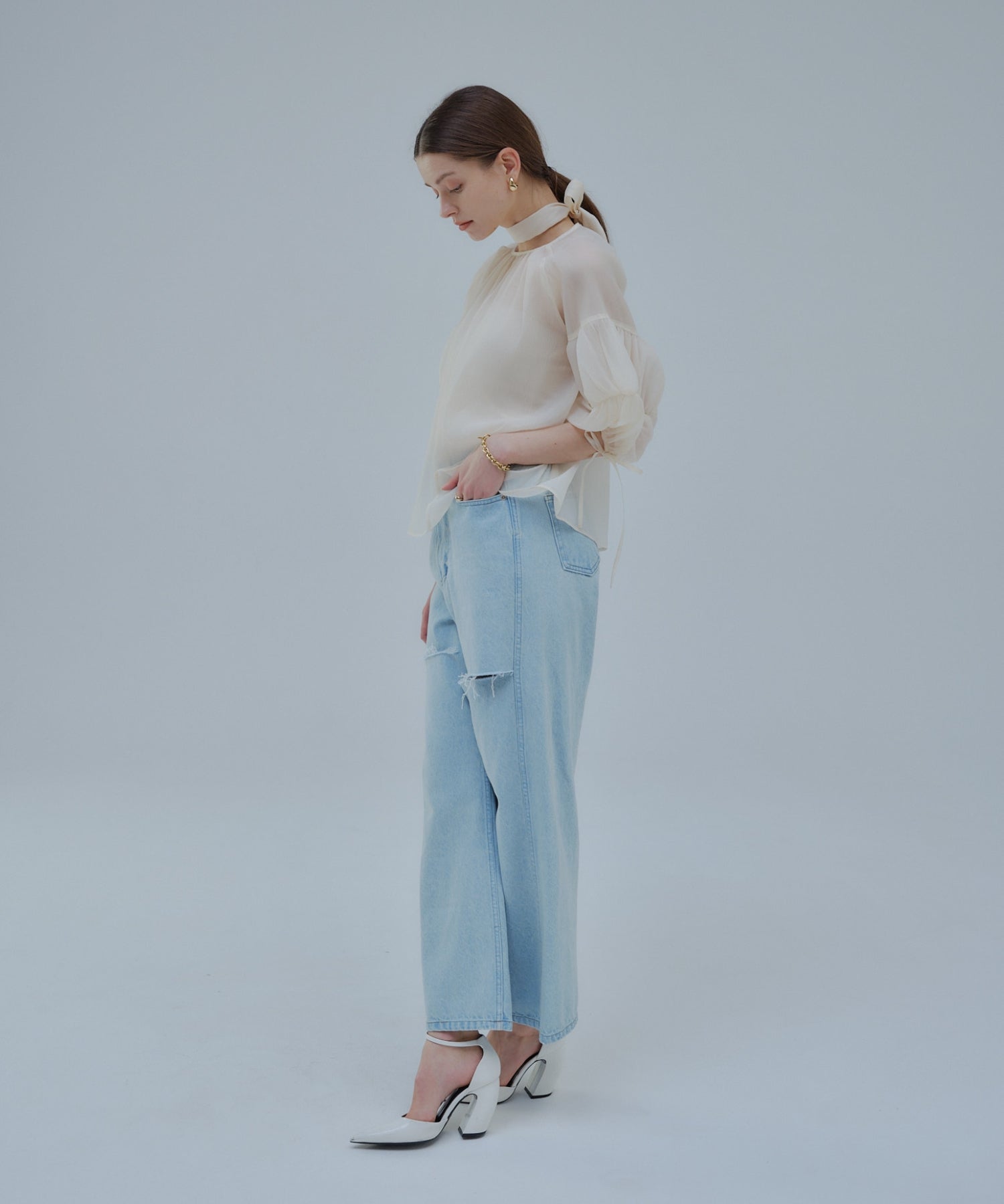 Sheer puff blouse