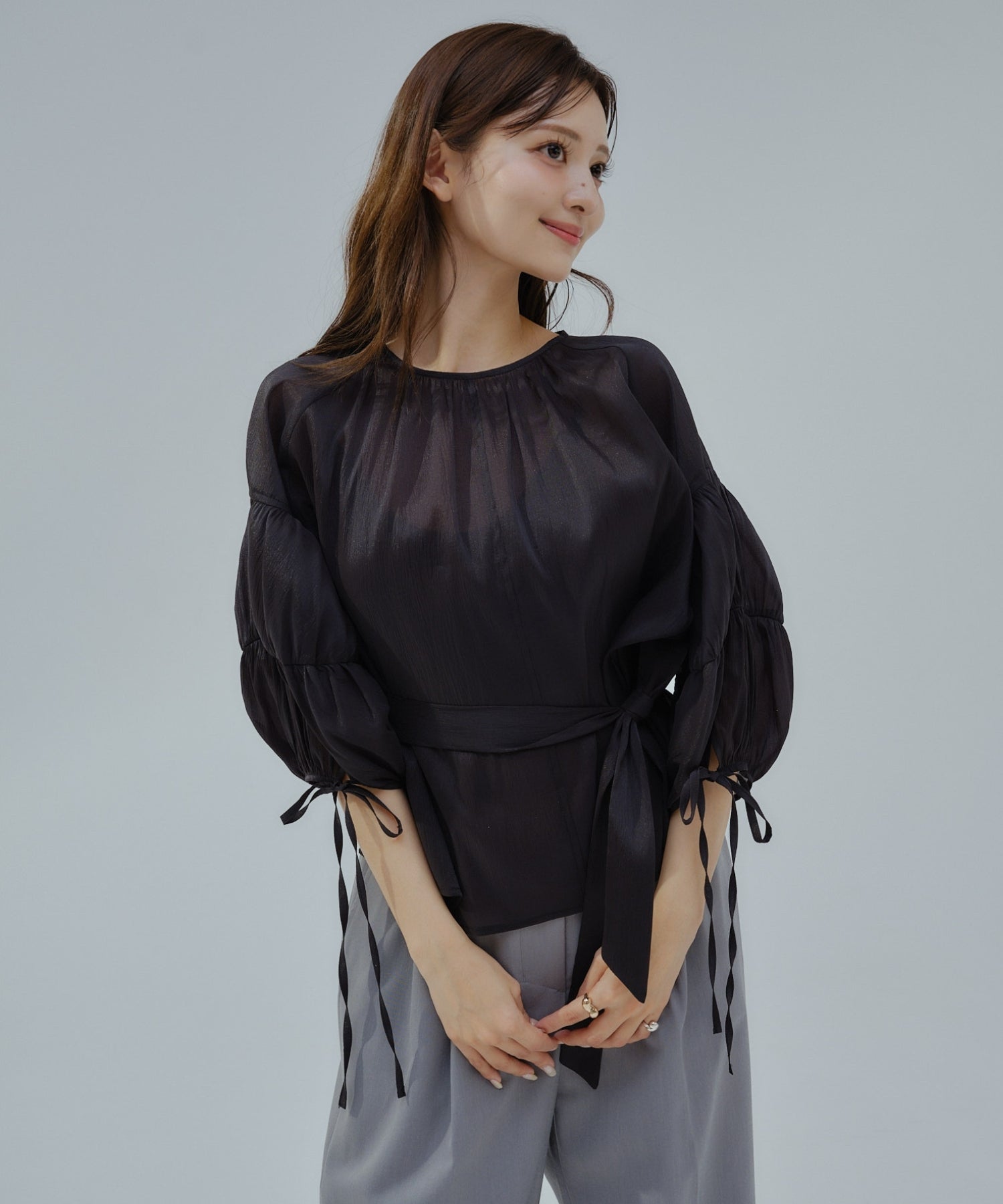 Sheer puff blouse