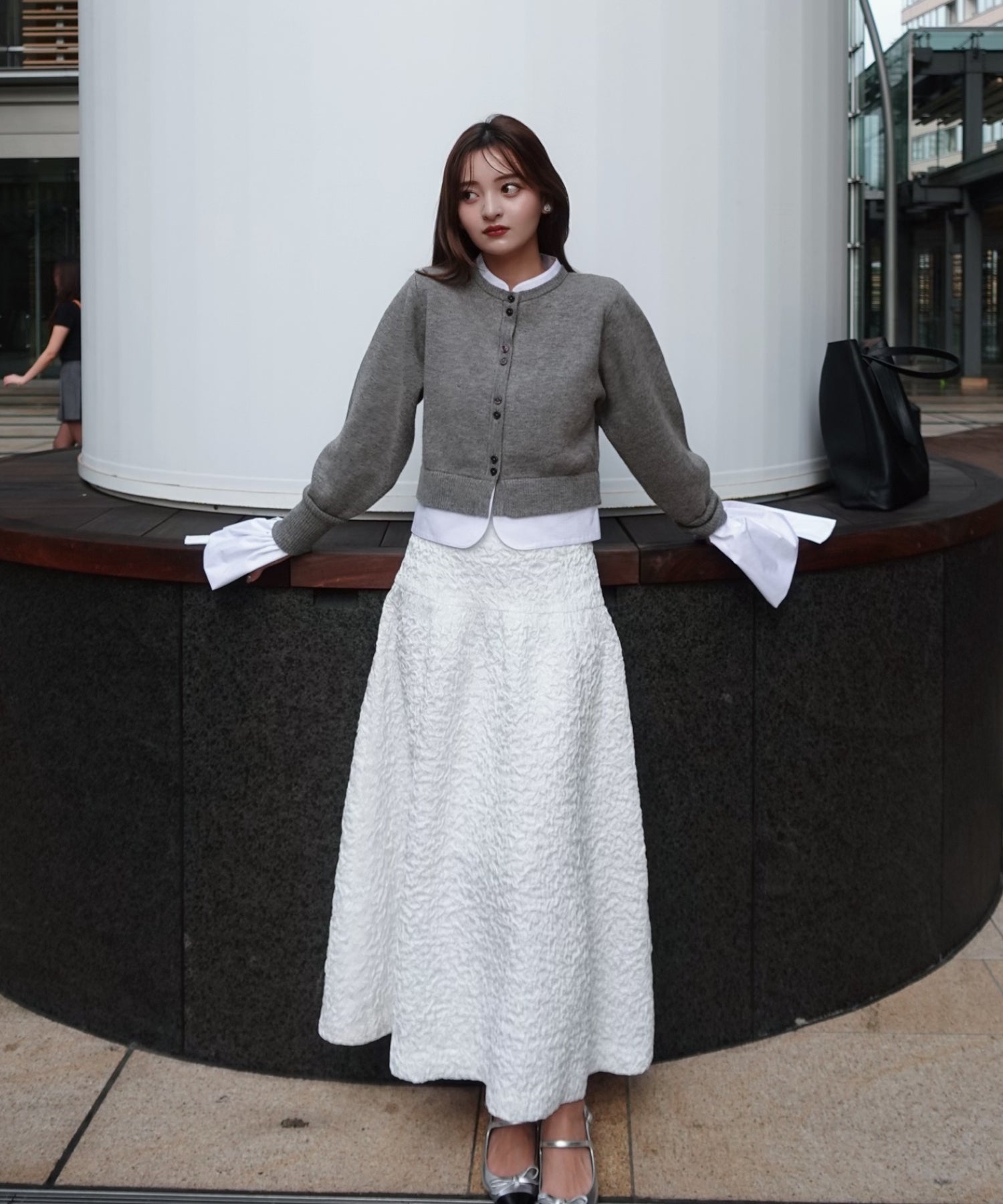 Jacquard volume skirt