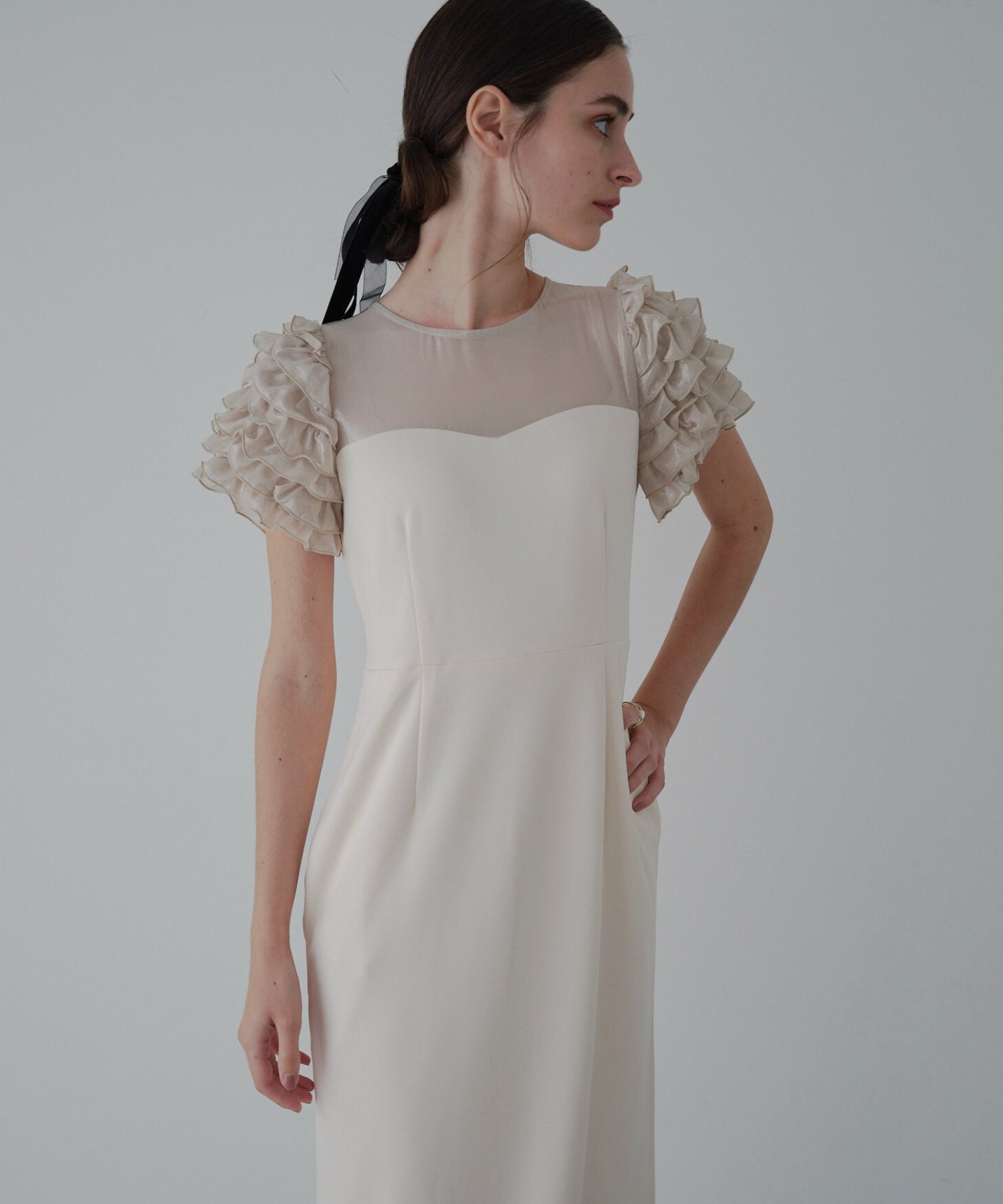 Docking shiffon ribbon dress