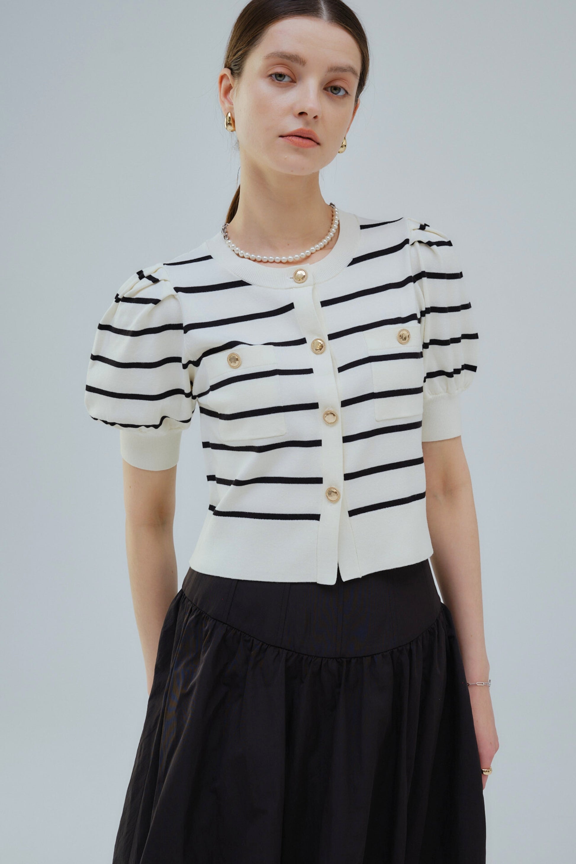 gold button knit