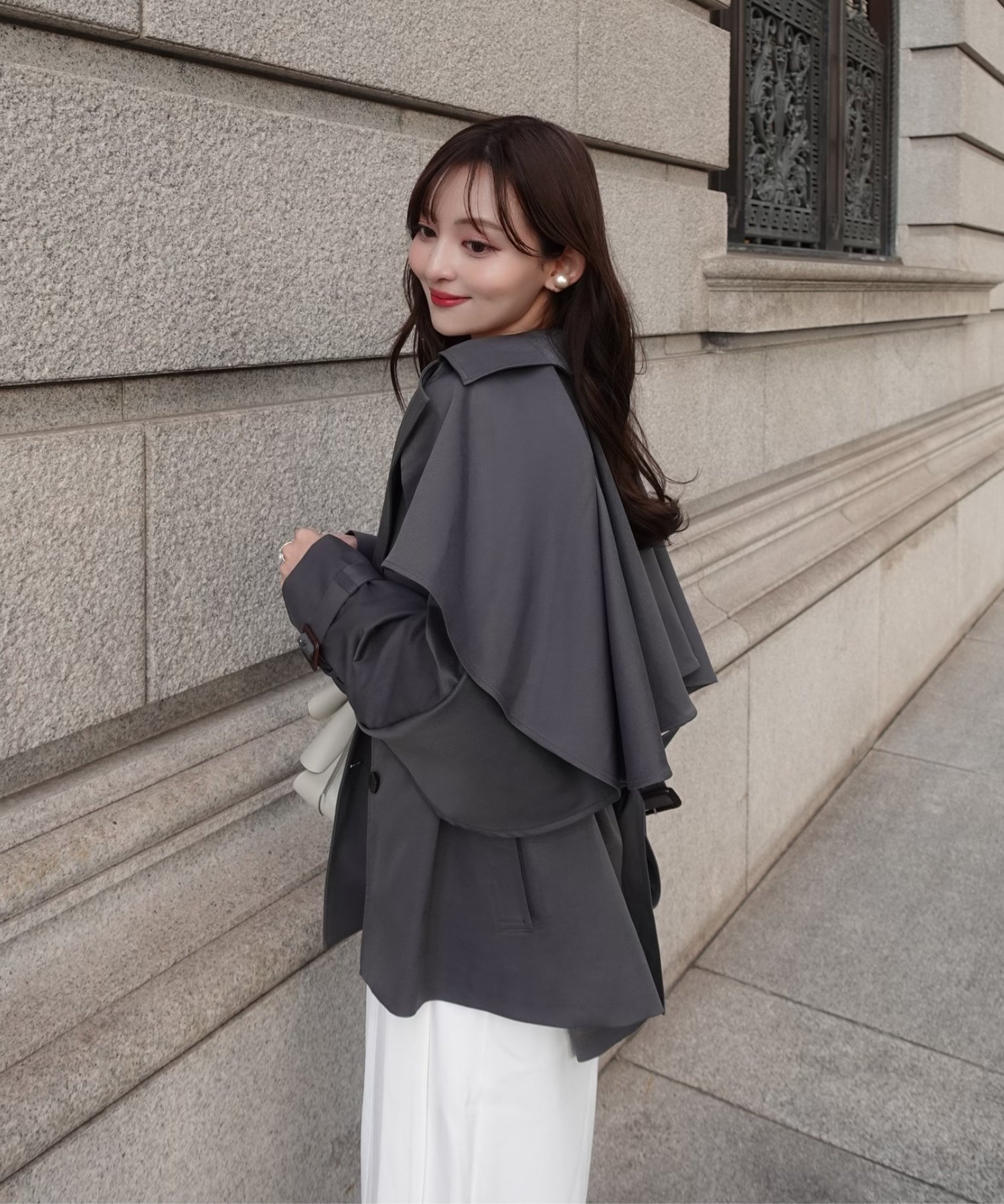 Cape trench coat【Gray】