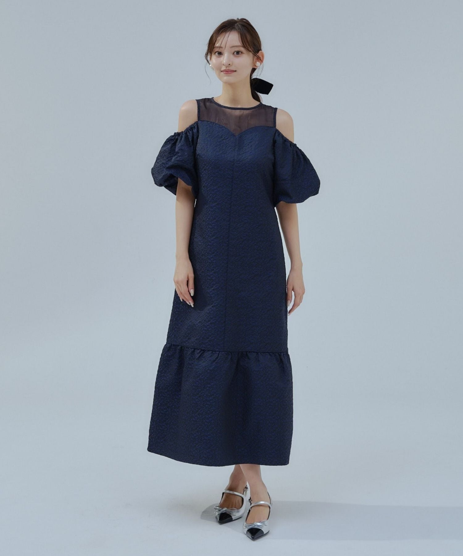 Balloon off shoulder one-piece