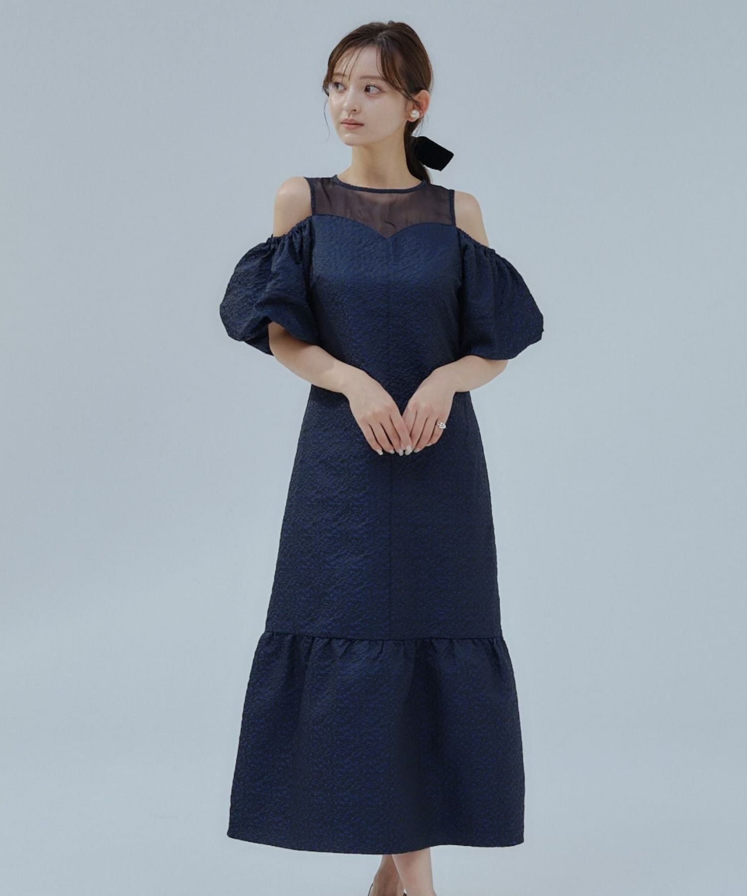 Balloon off shoulder one-piece