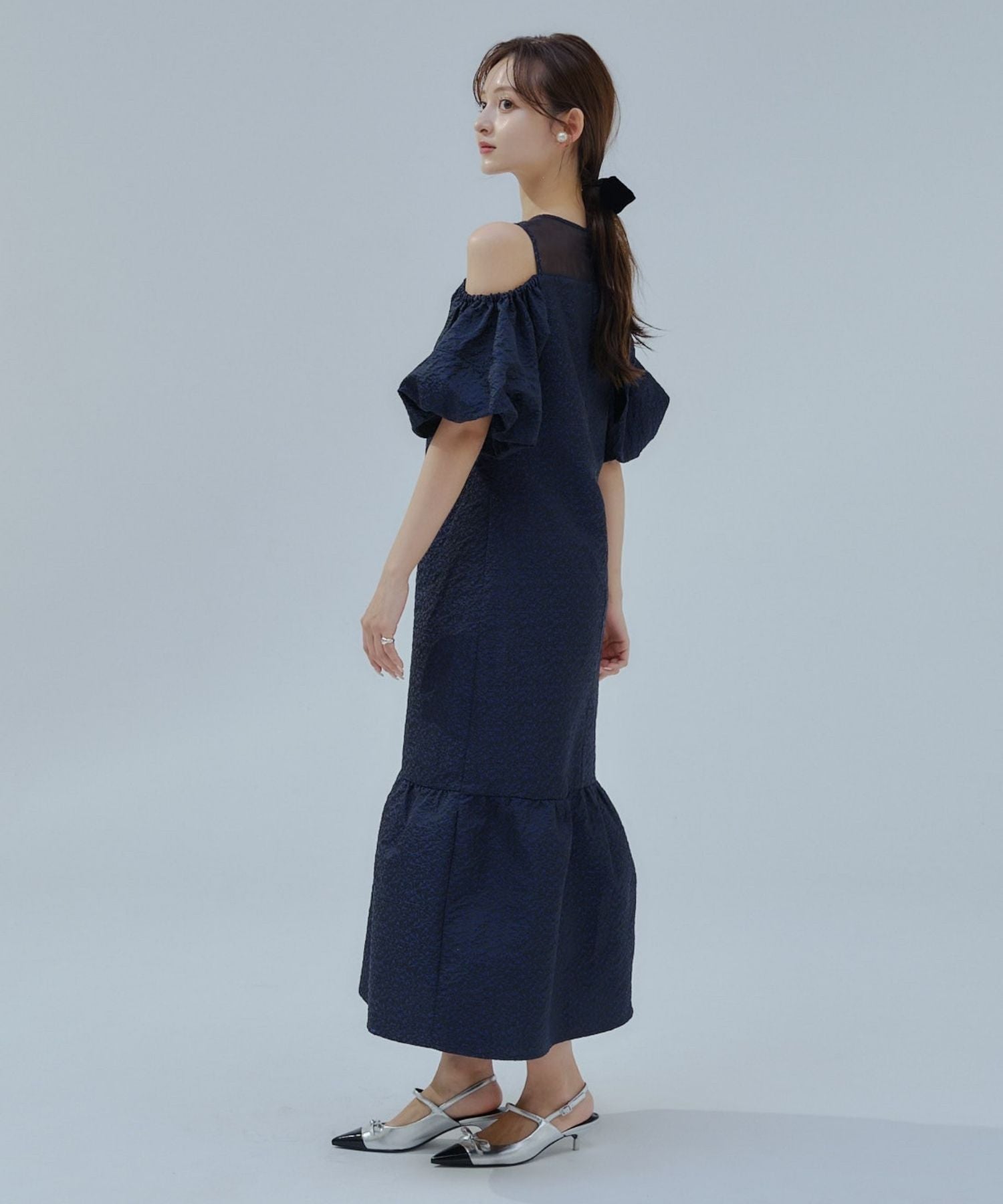 Balloon off shoulder one-piece