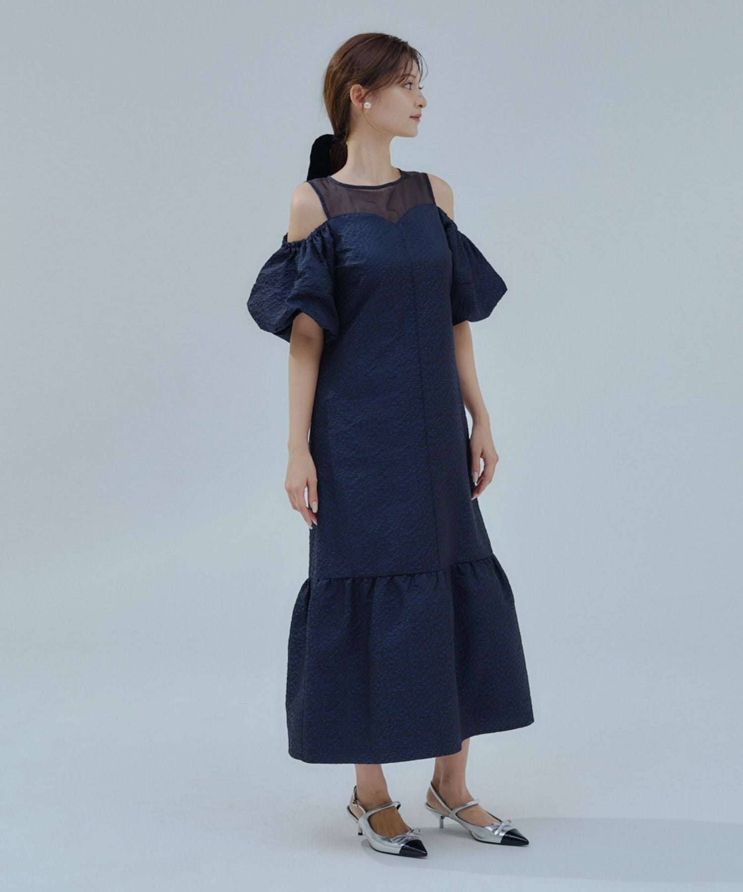 Balloon off shoulder one-piece
