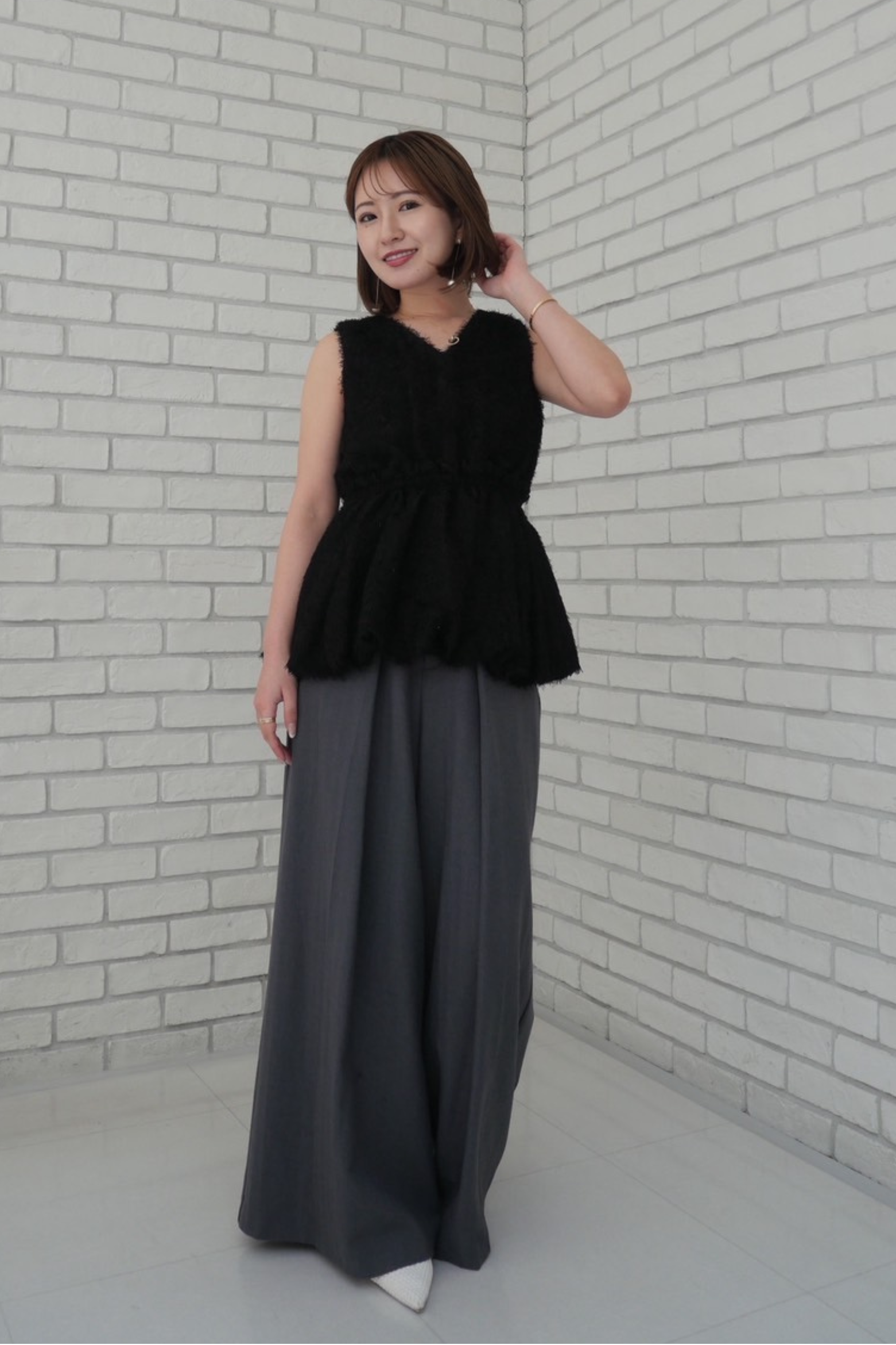 フリンジジャガードブラウス