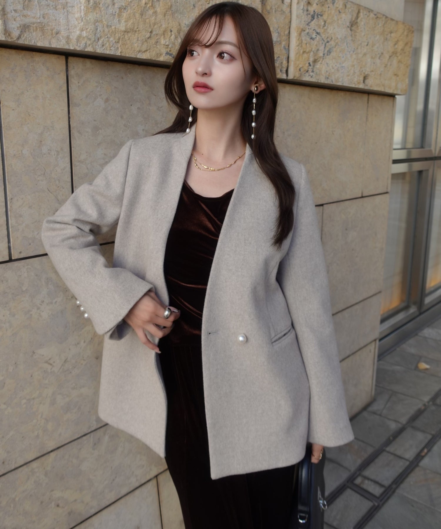 Drape velours one-piece