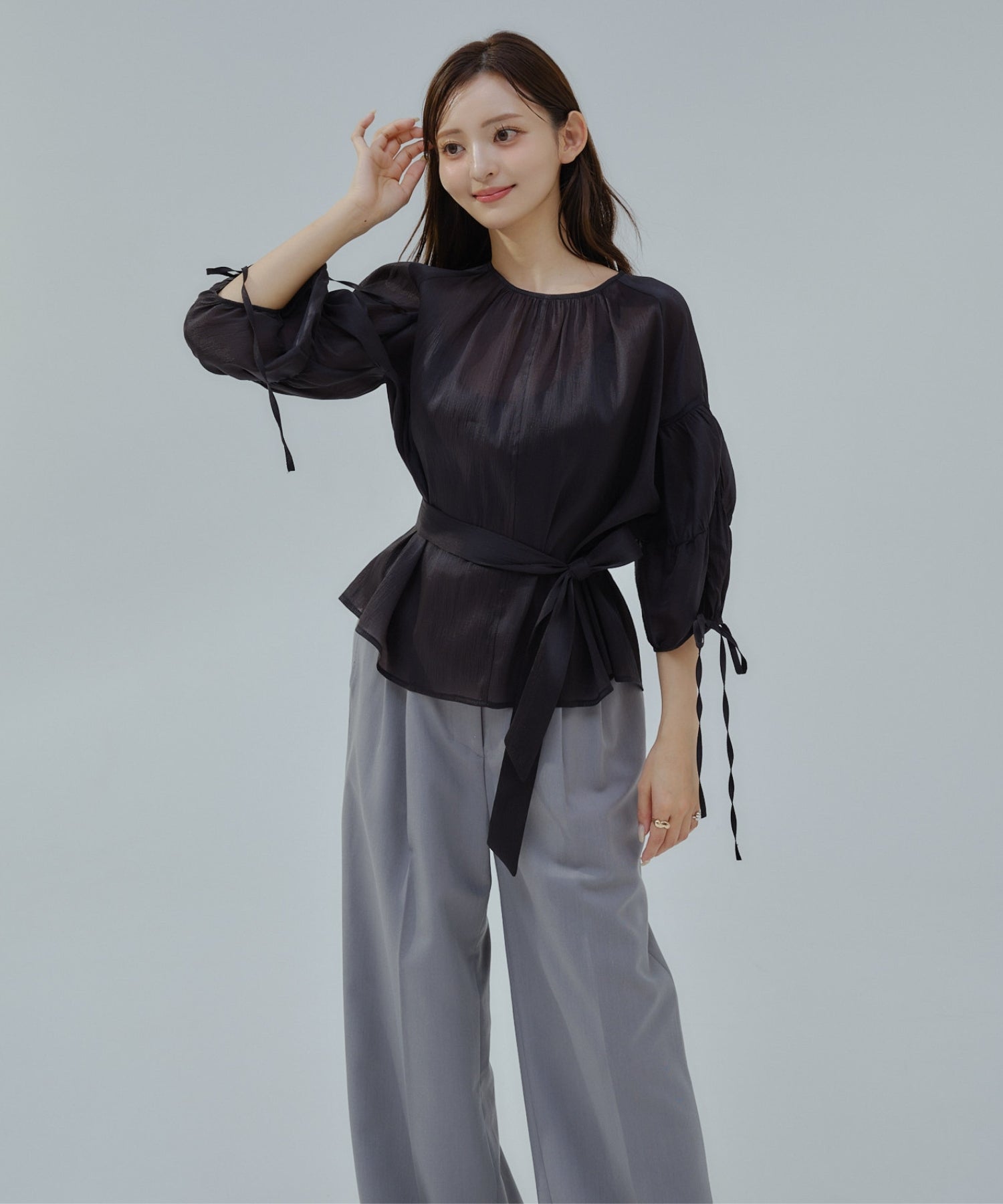 Sheer puff blouse