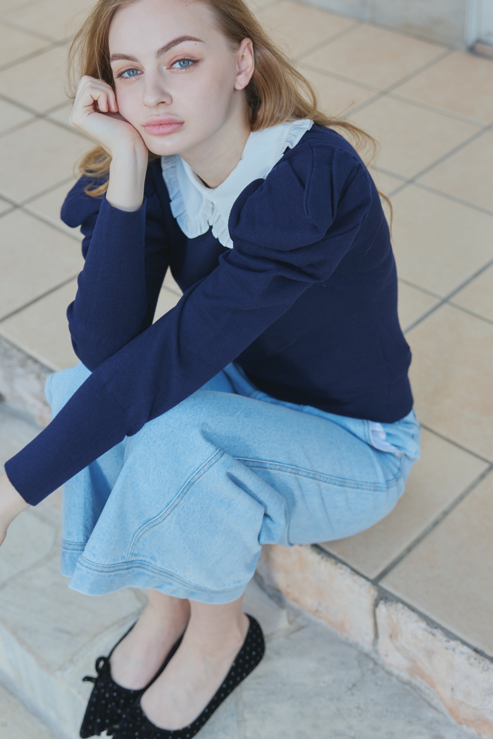 Puff Sleeve polo Knit