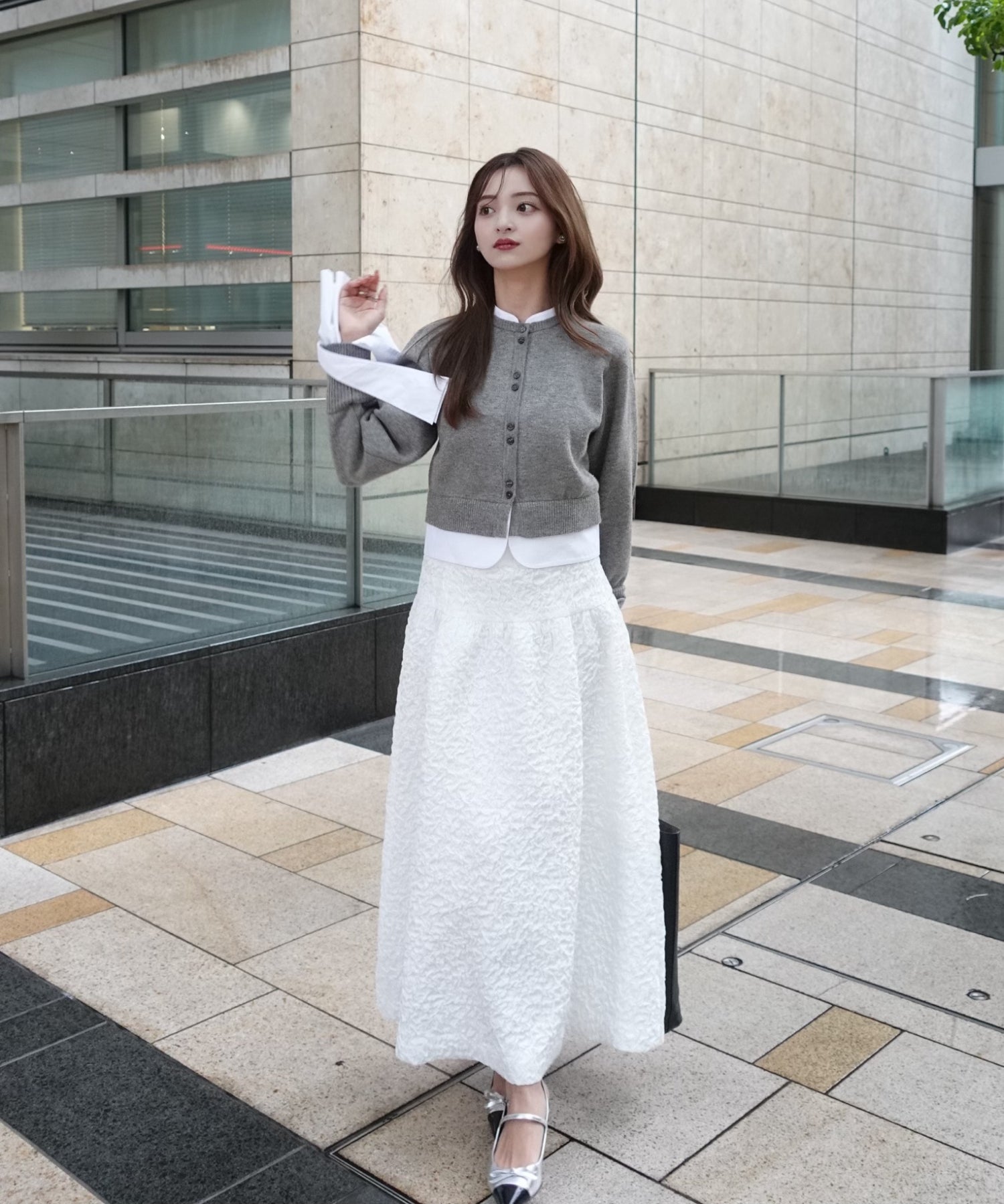 Jacquard volume skirt