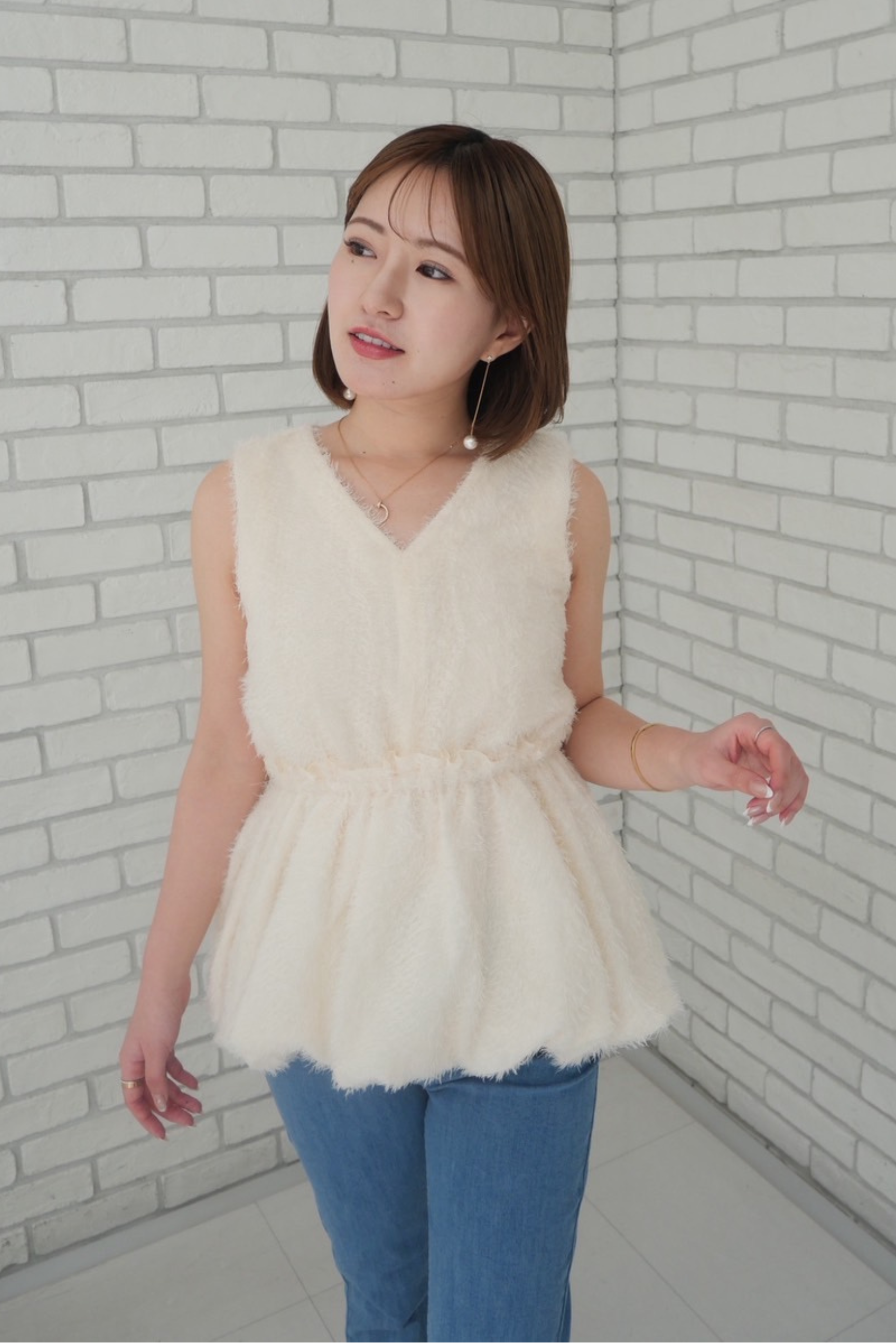 フリンジジャガードブラウス