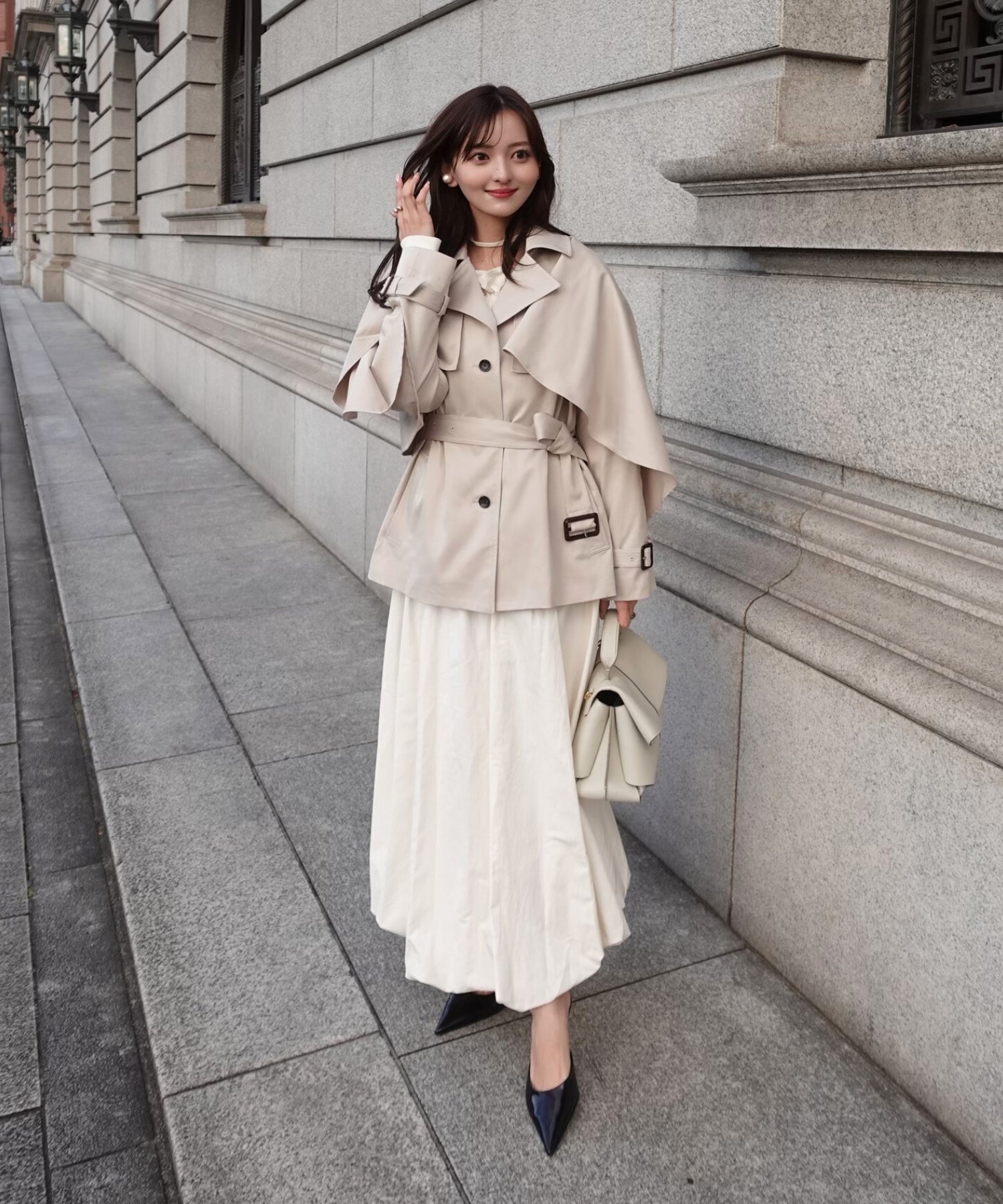 【SALE】Cape trench coat(beige)