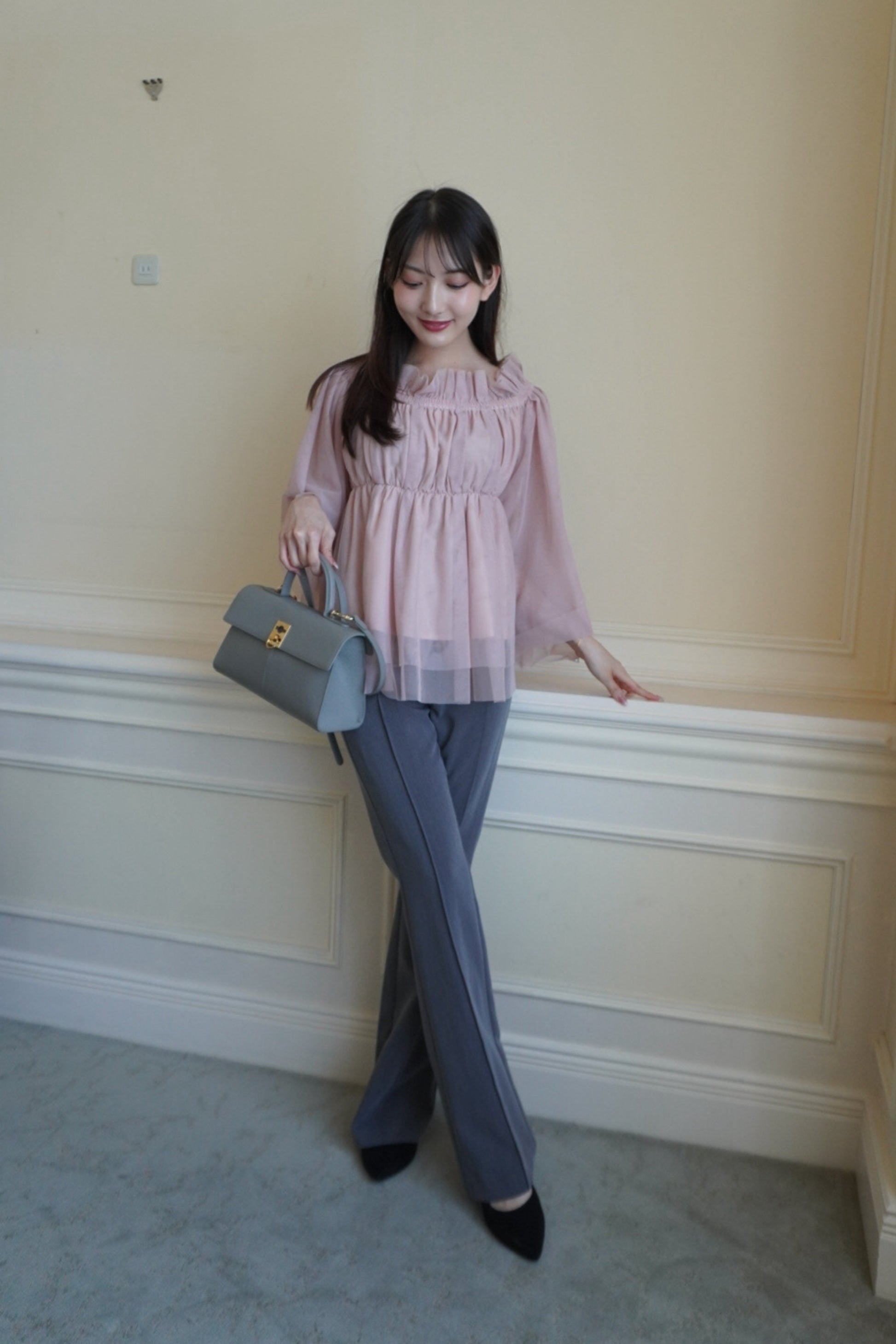 Tulle peplum blouse