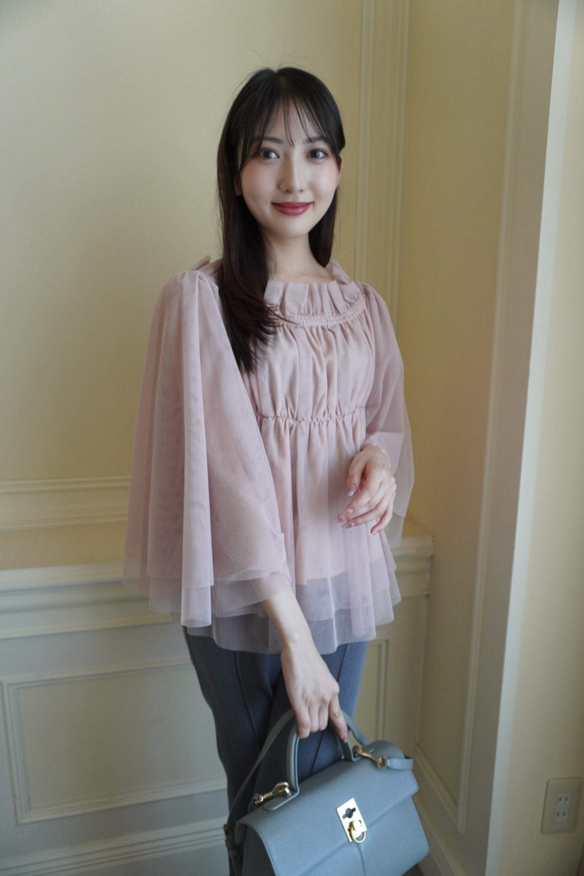 Tulle peplum blouse