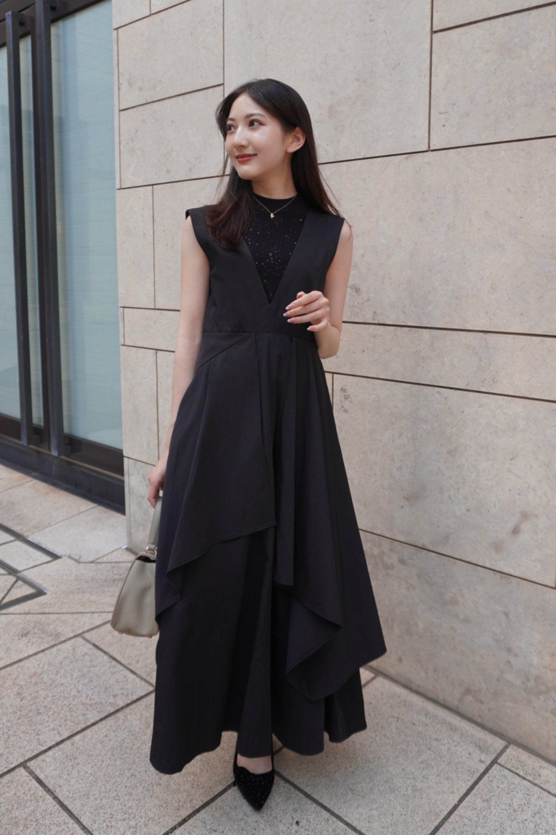 Tiered flare jumper skirt