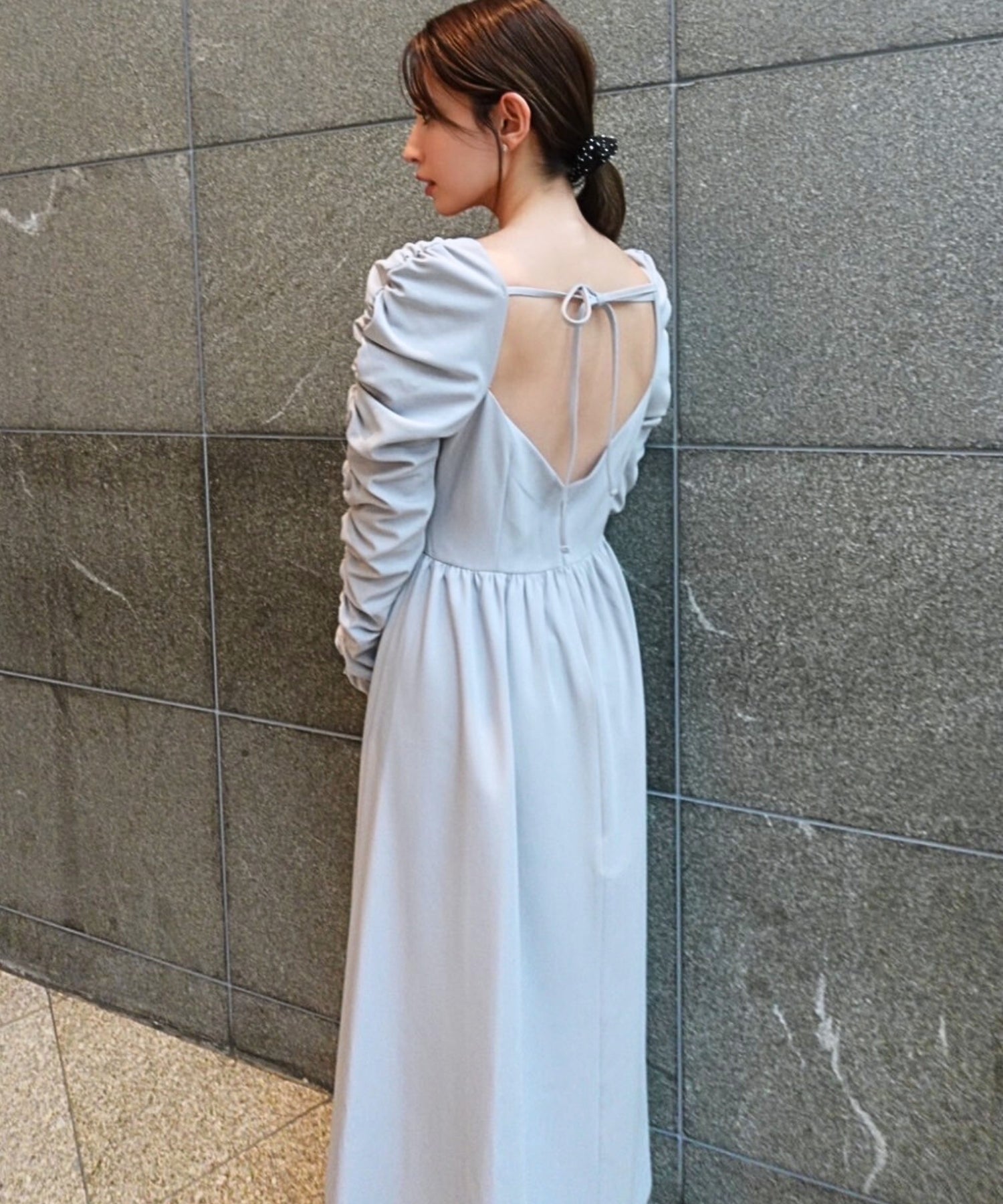 Cup-in back open gather dress