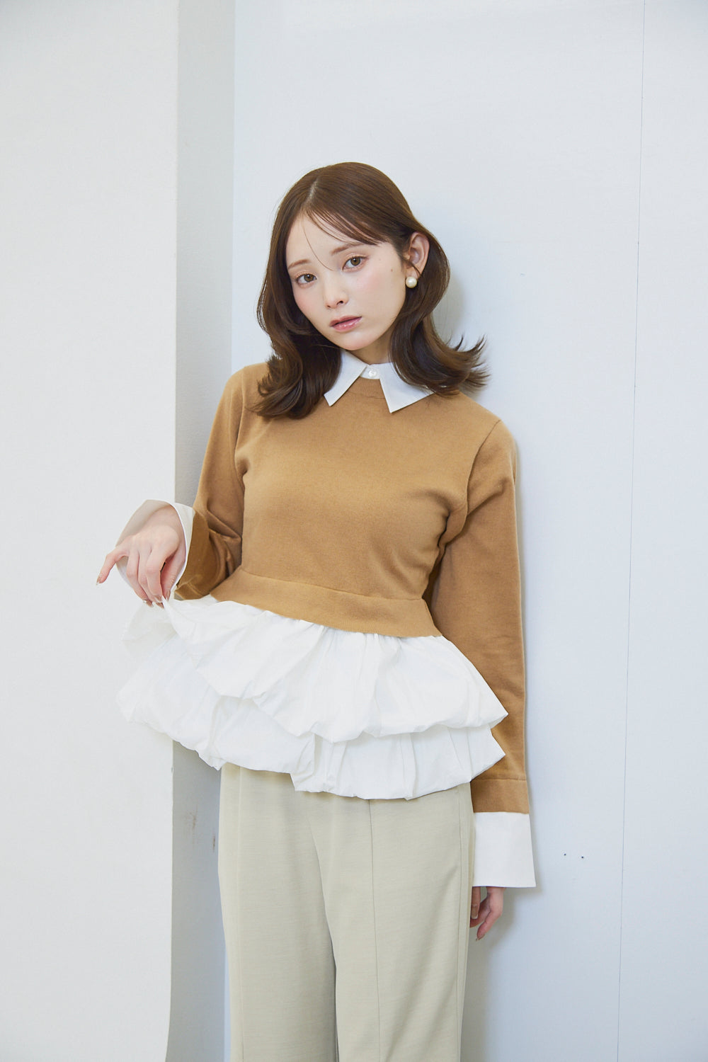 シャツレイヤードニット