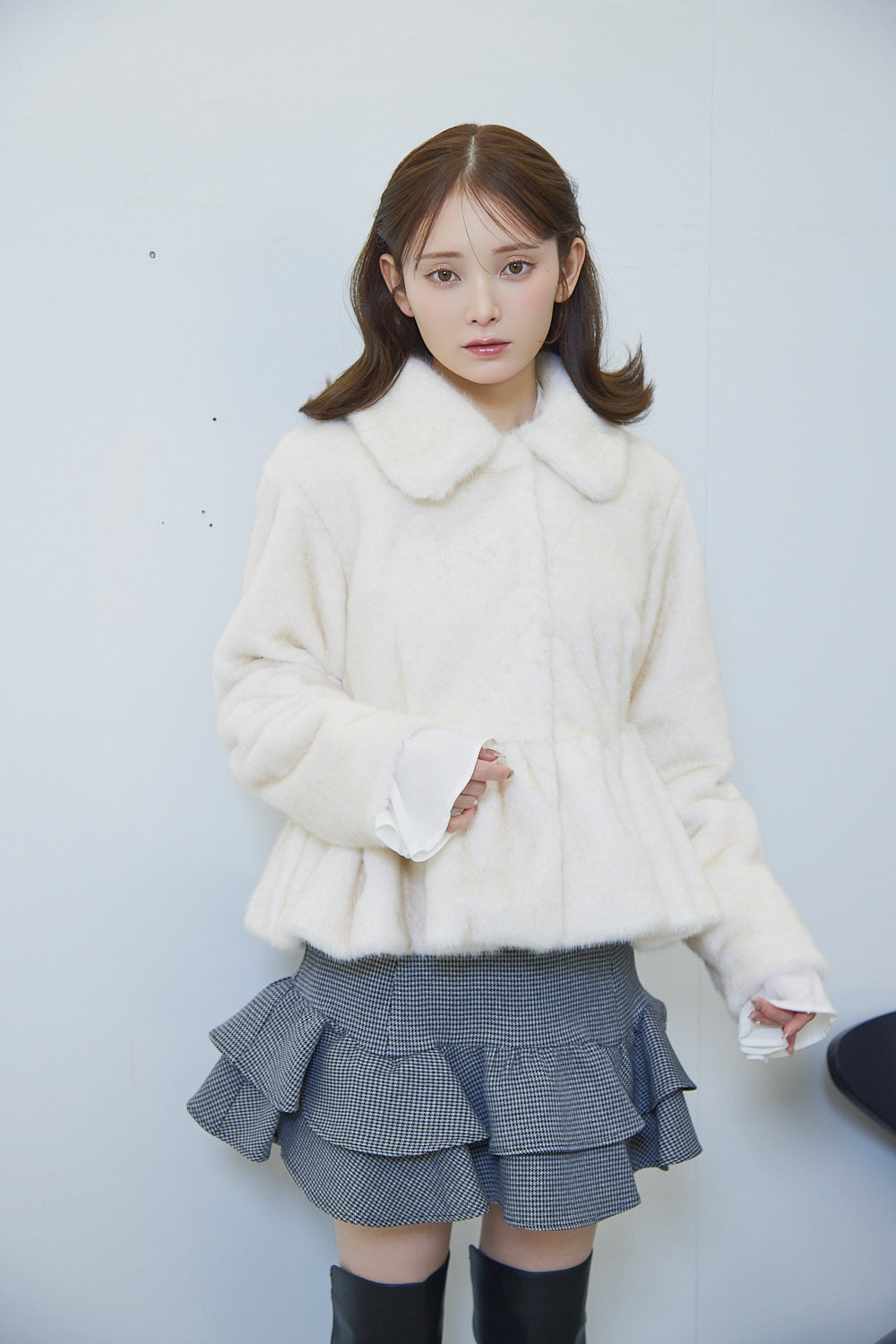 ファーペプラムブルゾン