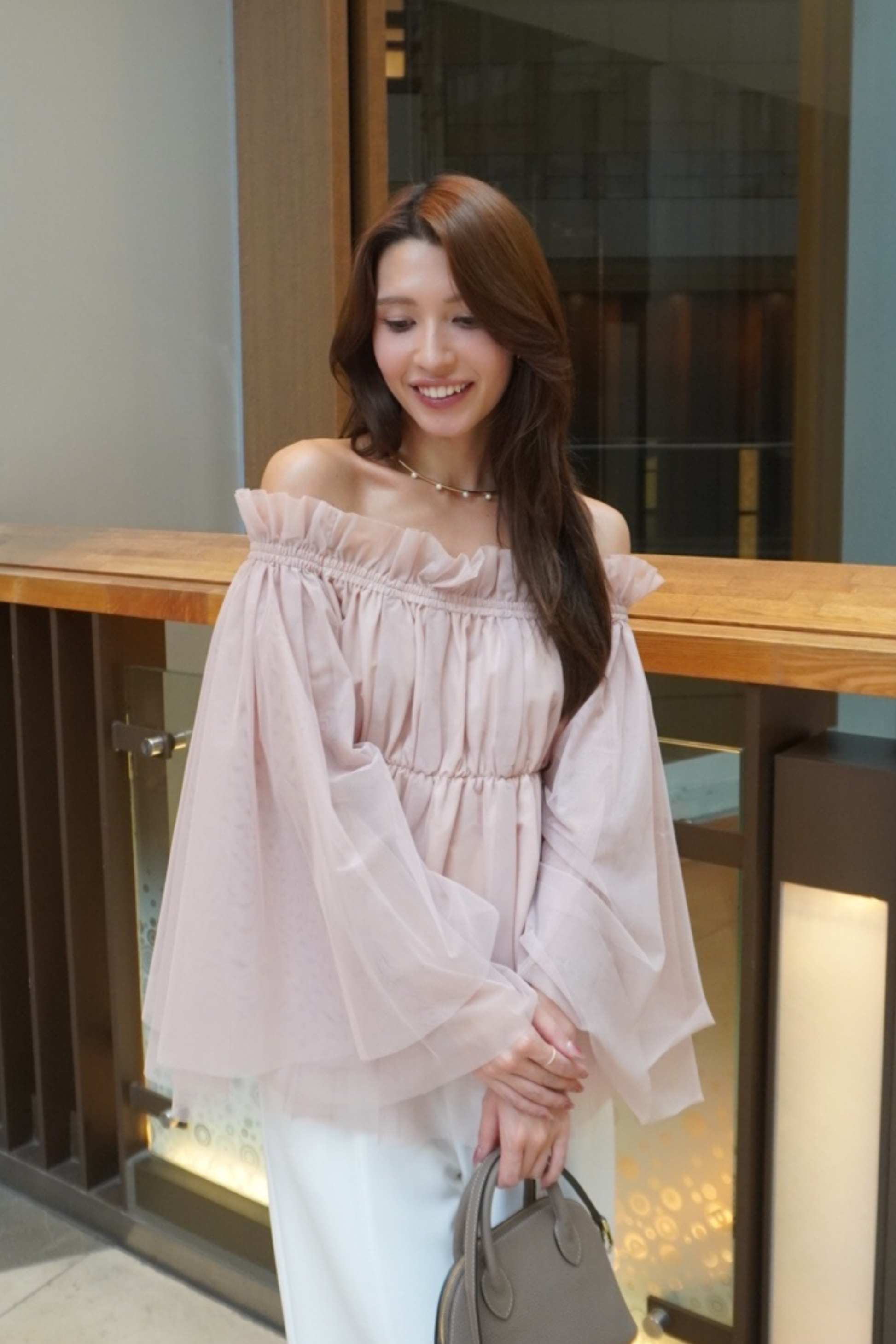Tulle peplum blouse