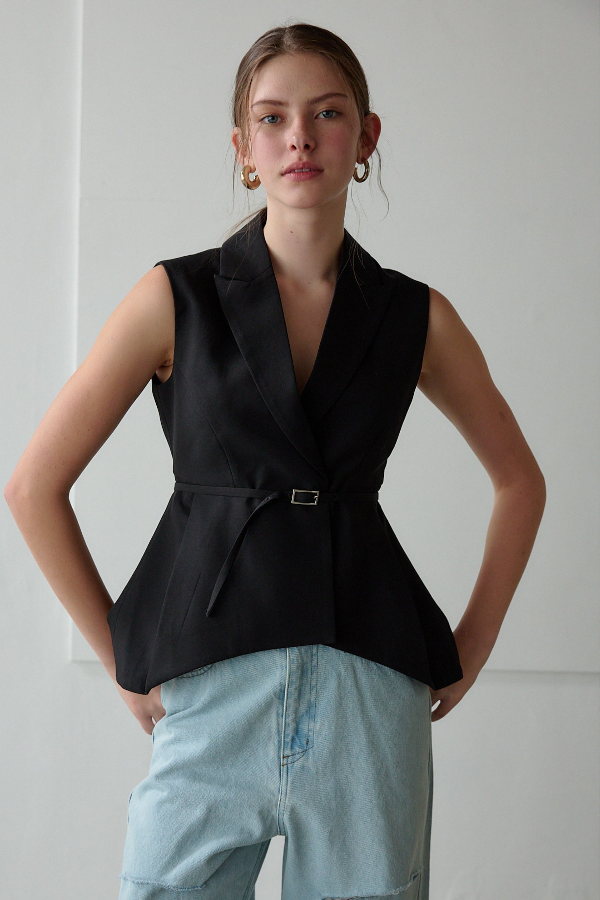Peplum vest tops