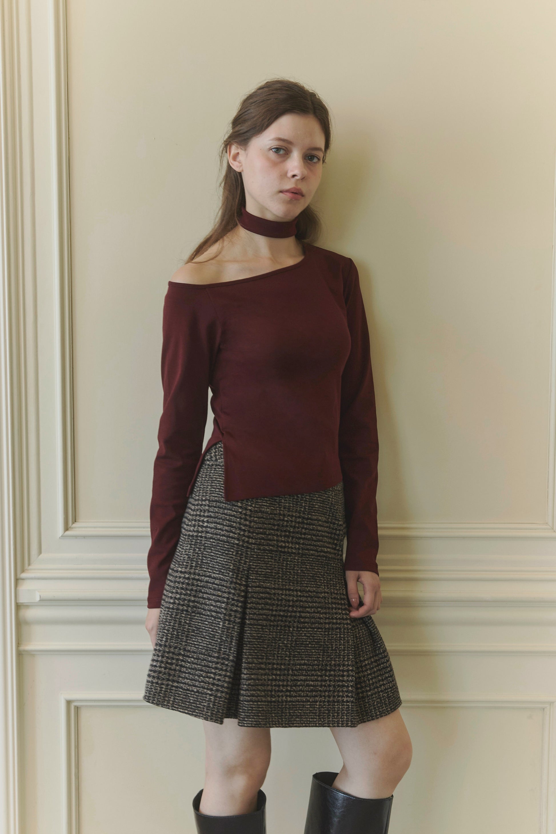 Tuck mini skirt