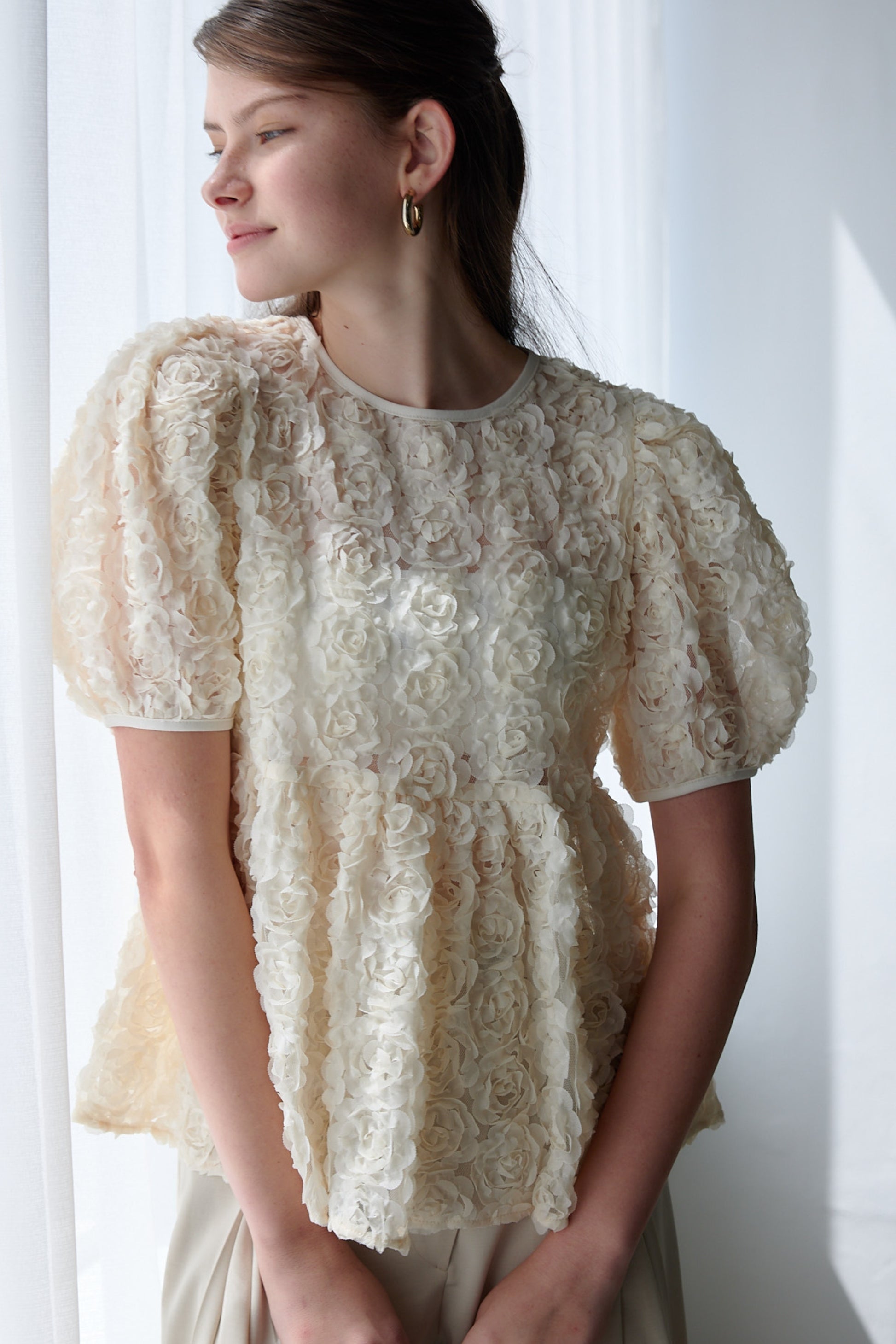 トップス Orgue Flower tulle blouse Flower Tulle blouse (ivory)