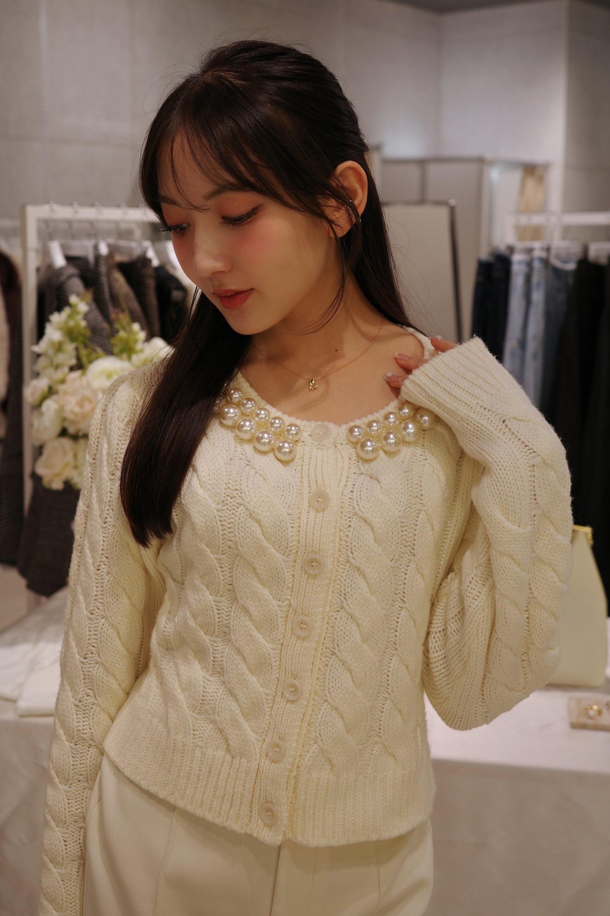 ちほさん専用【Orgue新作／美品】Pearl knit jacket Pearl knit jacket
