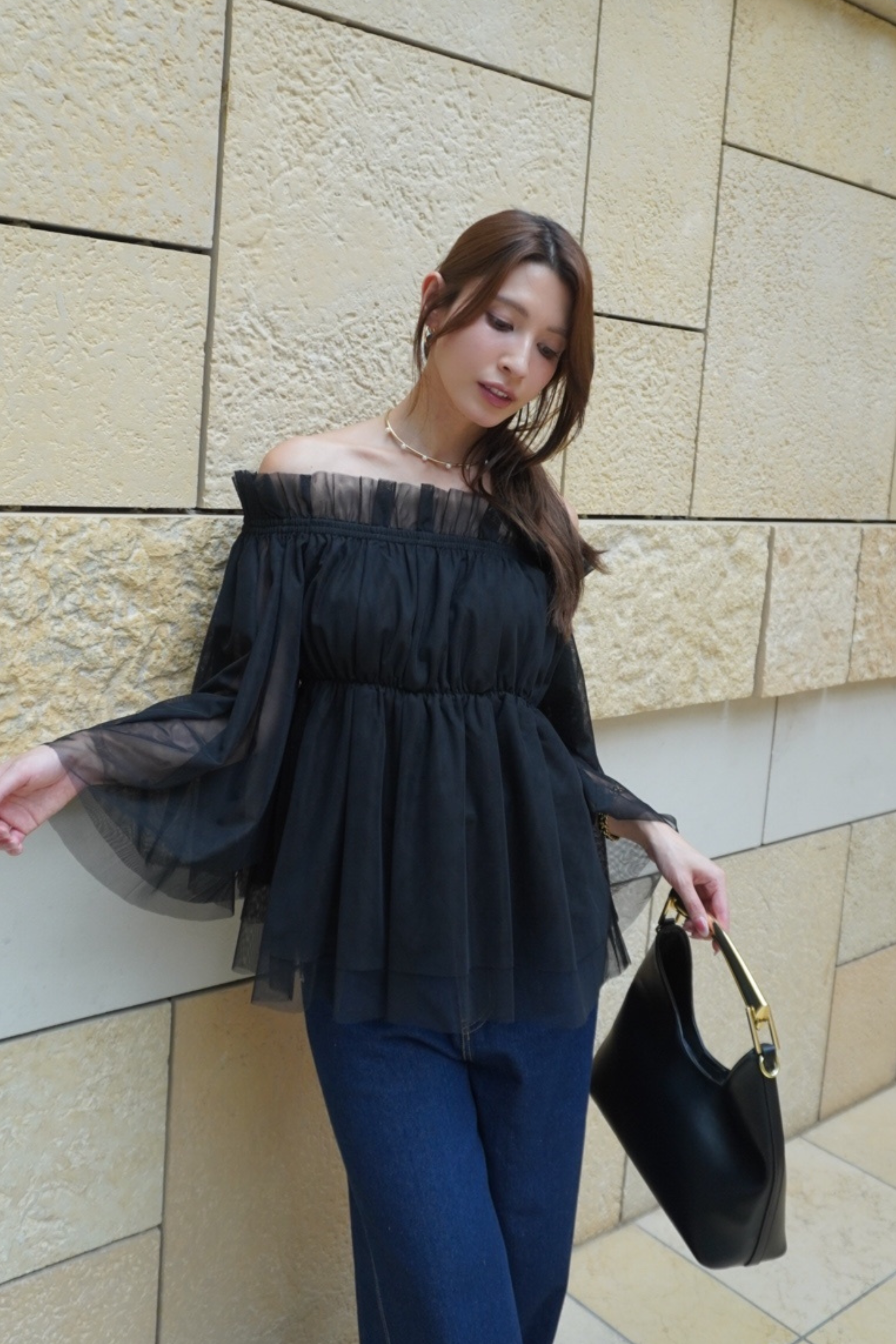 Tulle  peplum blouse