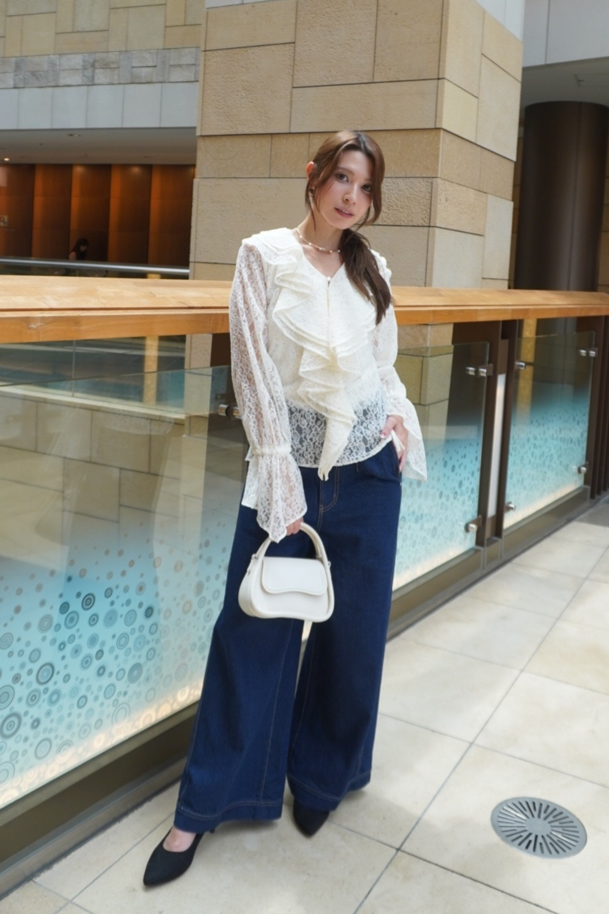 Scalloped lace blouse