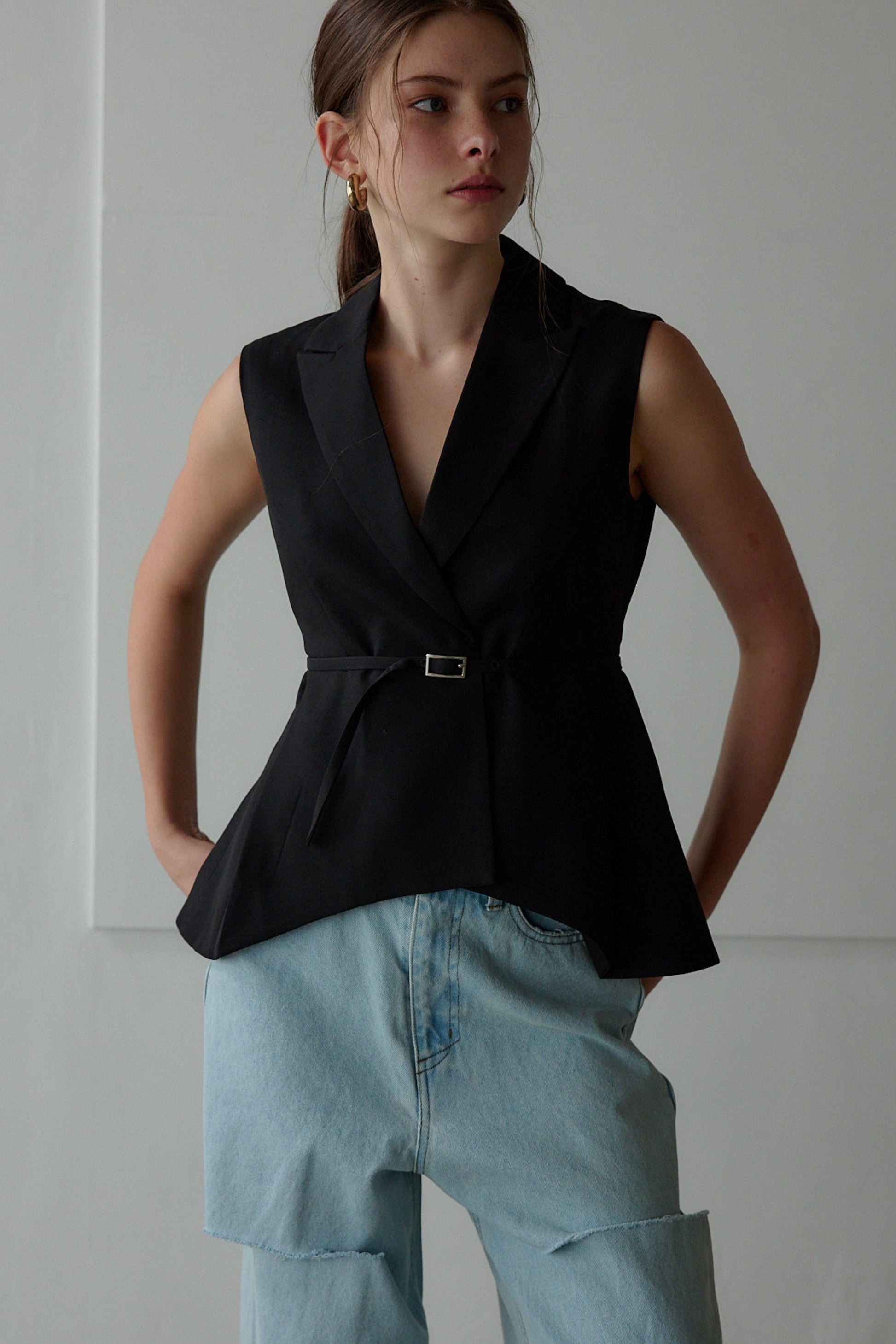 Peplum vest tops