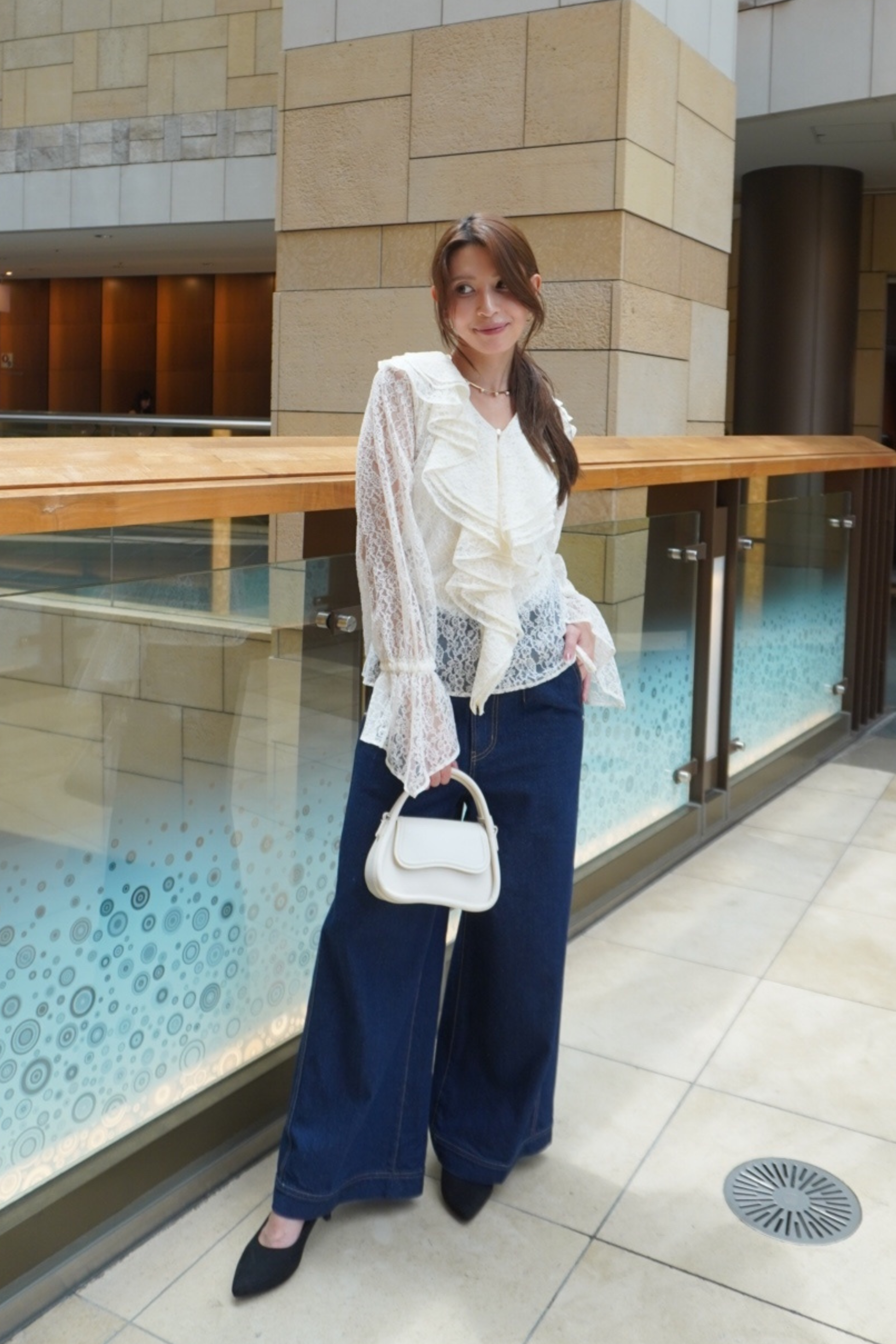 Scalloped lace blouse